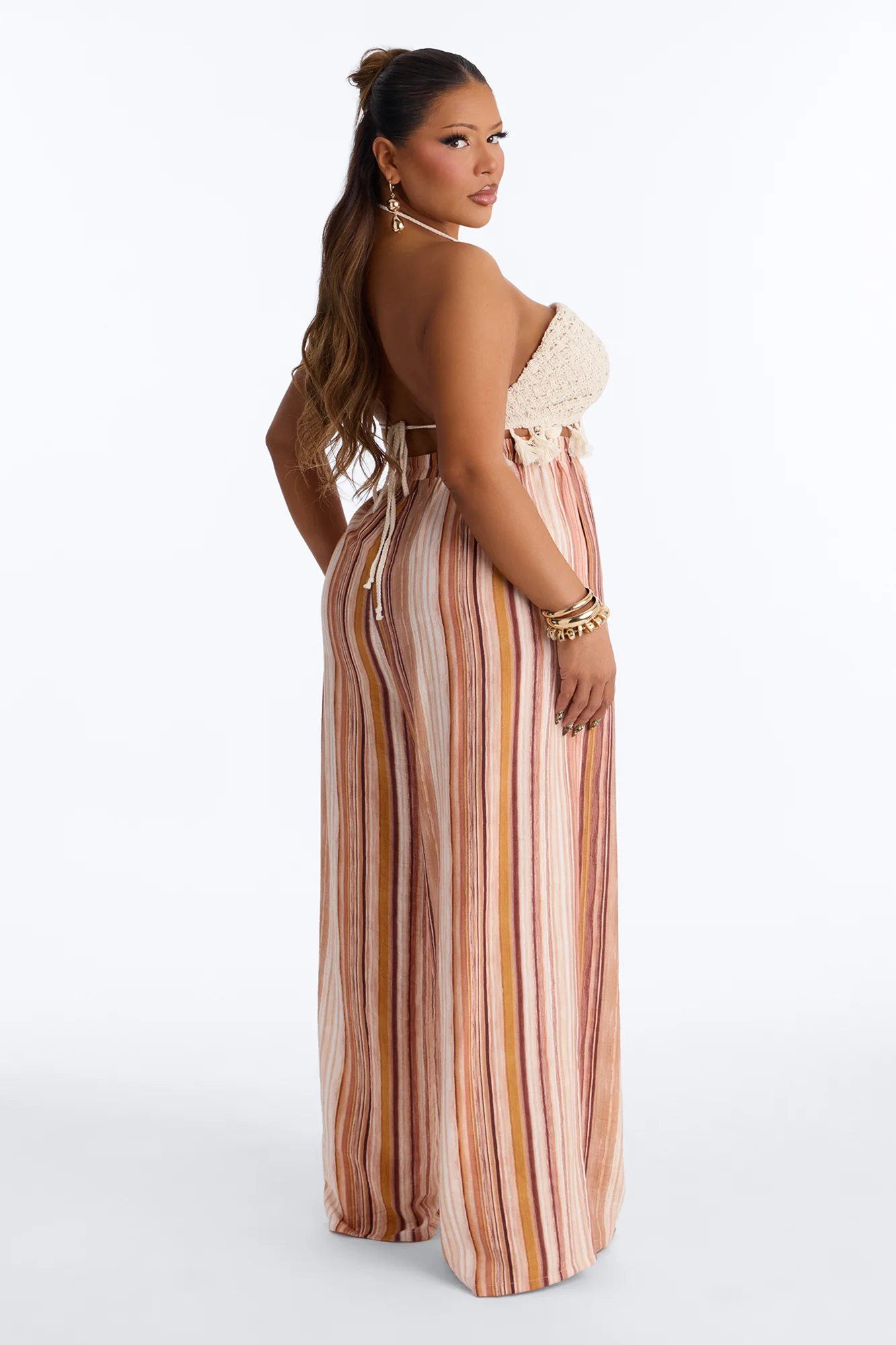 Tropic Heat Striped Linen Pant Set - Rust/combo - Image 7