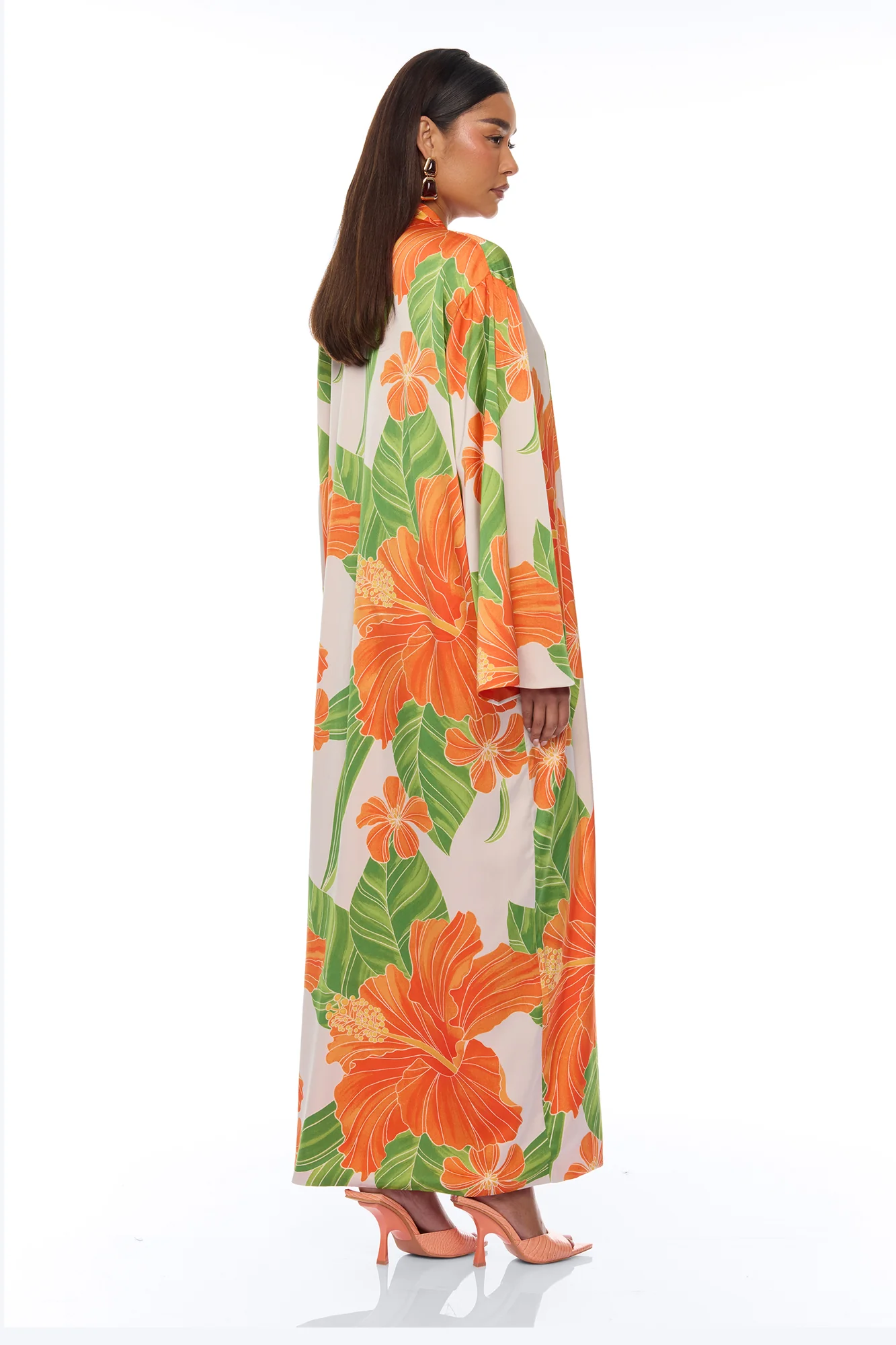 Tropic Oasis Vacation Kimono Bikini 3 Piece Set - Orange/combo - Image 7