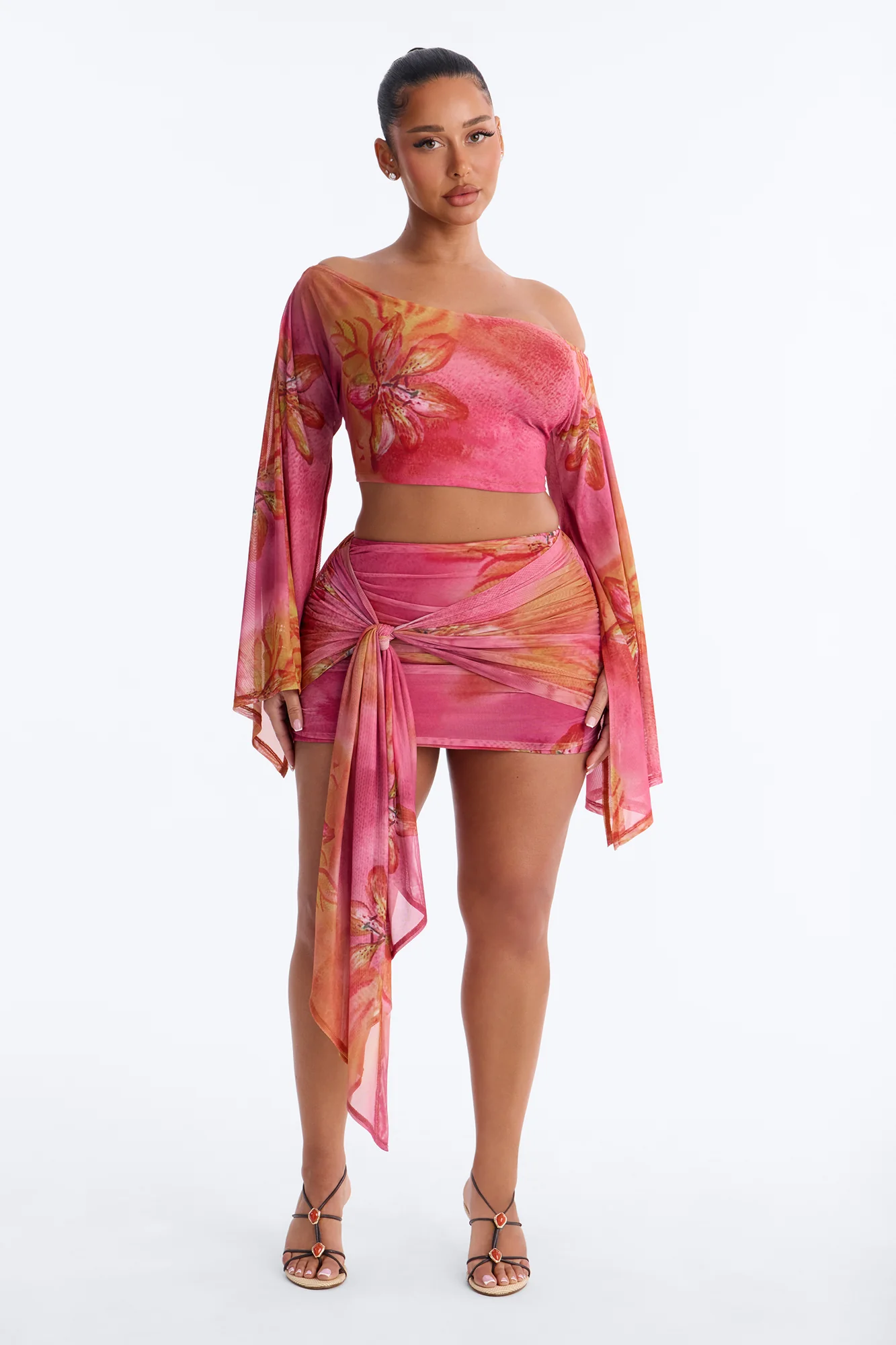 Tropic Tease Mesh Skirt Set - Pink