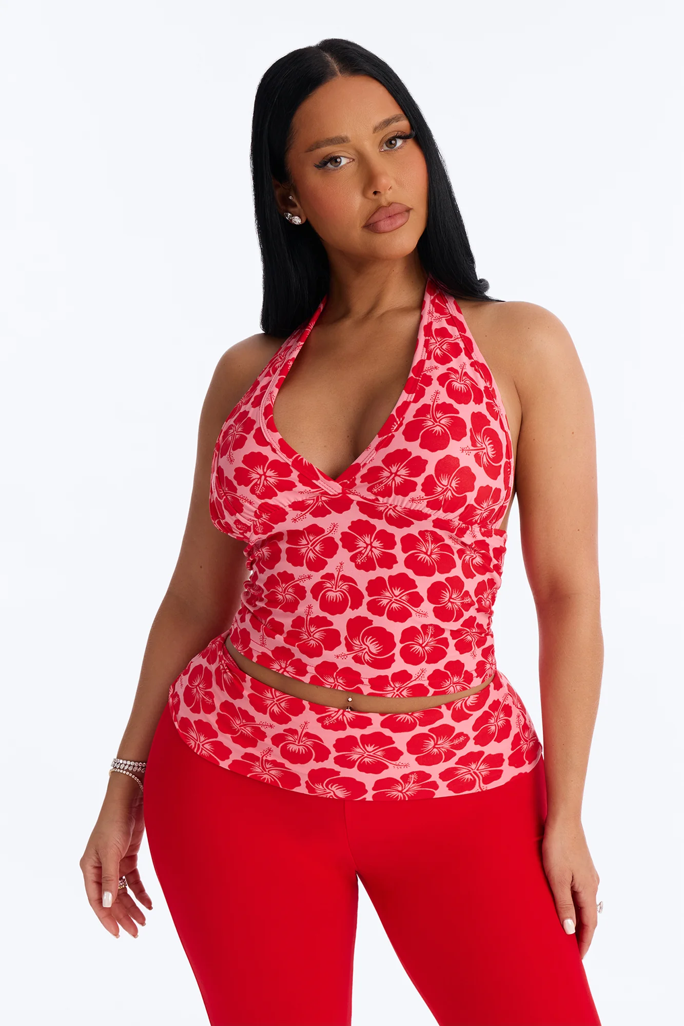 Tropical Beauty PJ Pant Set - Red - Image 2