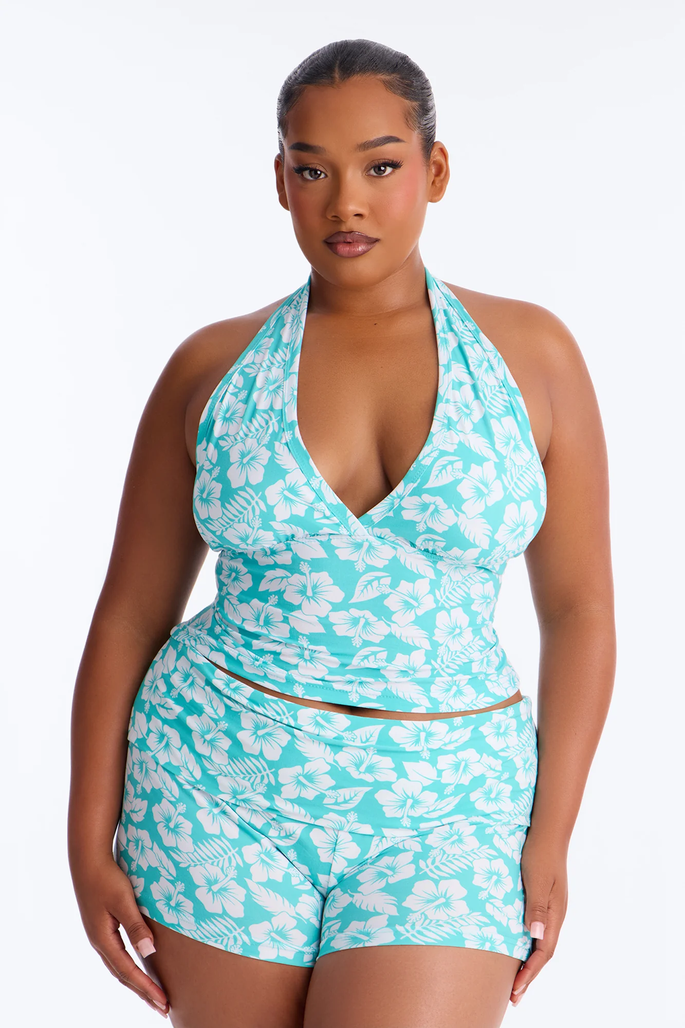 Tropical Beauty PJ Short Set - Turquoise/combo - Image 4