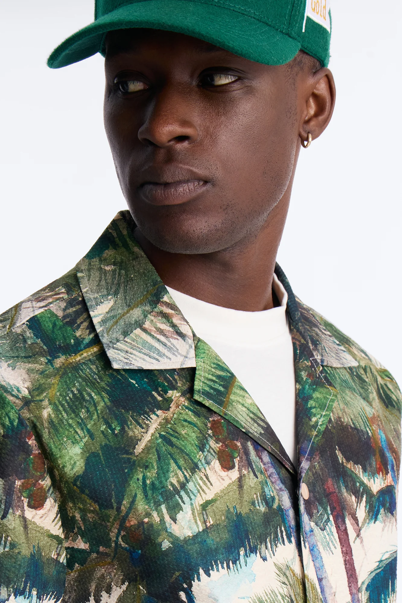 Tropical Get Away Printed Seersucker Cuban Collar Button Up Shirt - Multi Color - Image 3