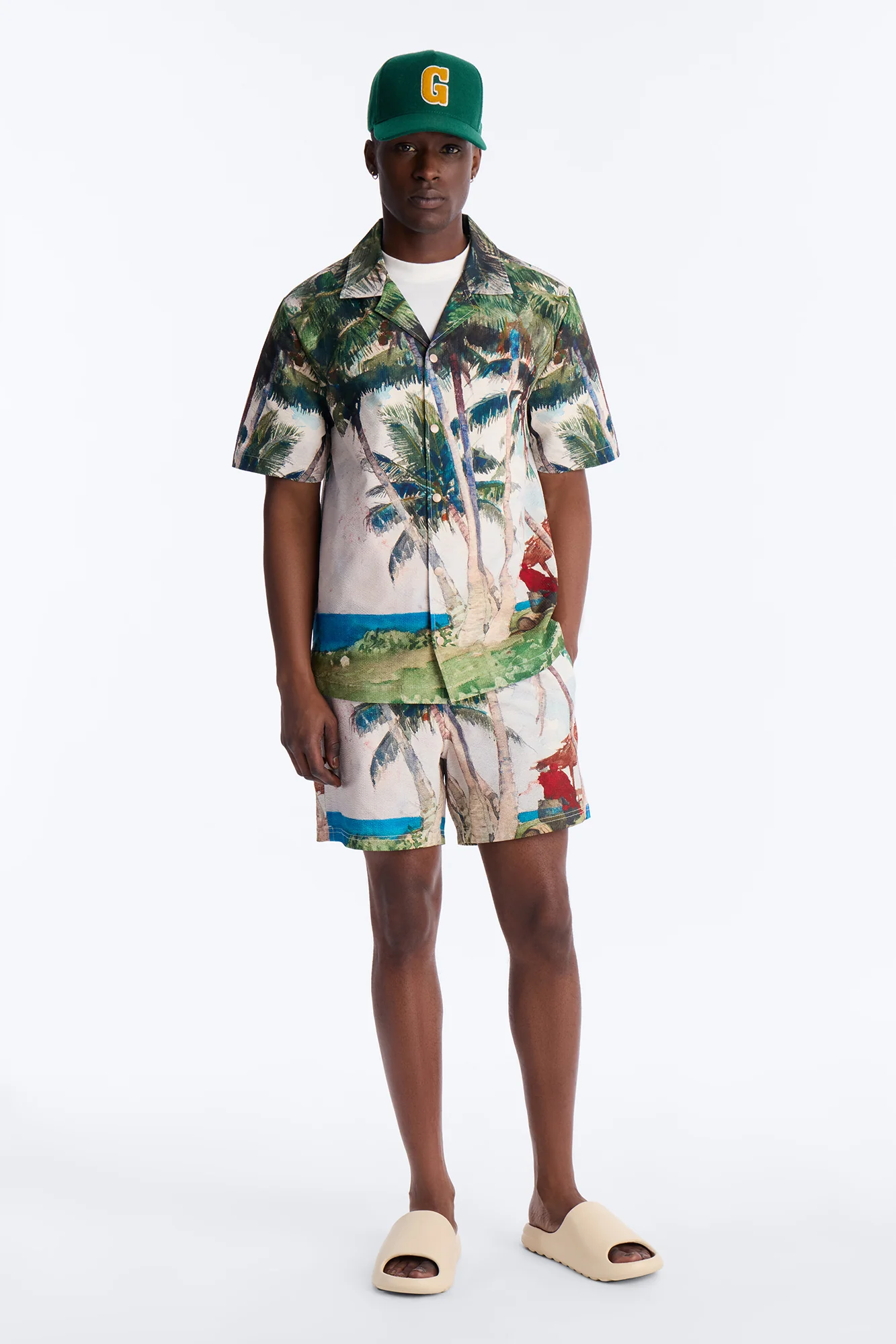 Tropical Get Away Printed Seersucker Swim Trunk 6″ - Multi Color - Image 2
