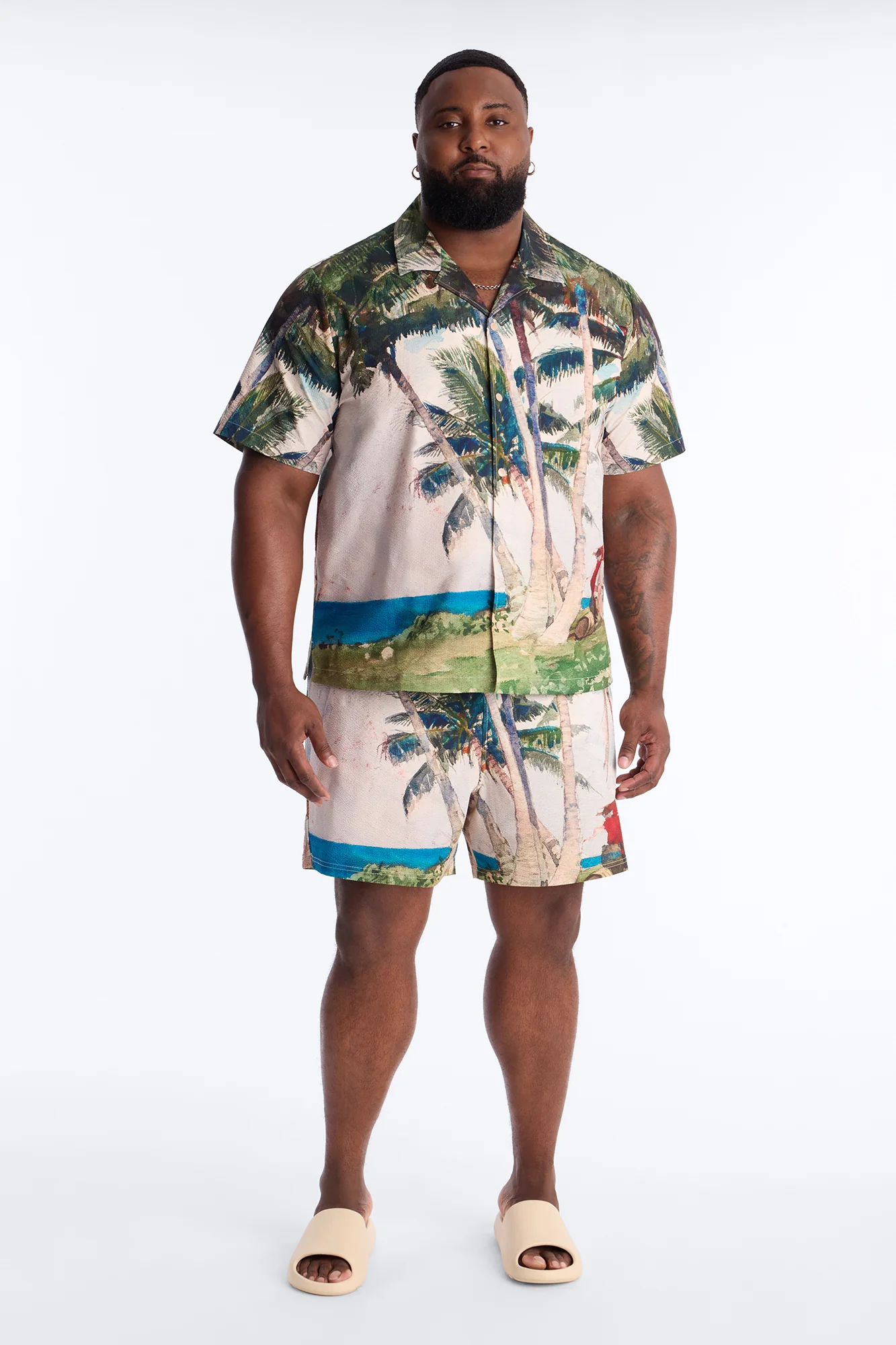 Tropical Get Away Printed Seersucker Swim Trunk 6″ - Multi Color - Image 7