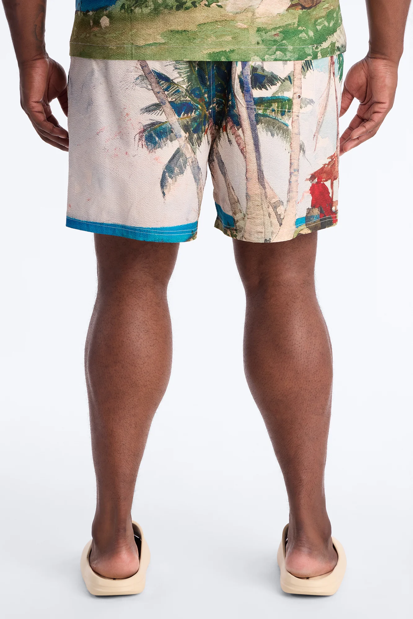 Tropical Get Away Printed Seersucker Swim Trunk 6″ - Multi Color - Image 9