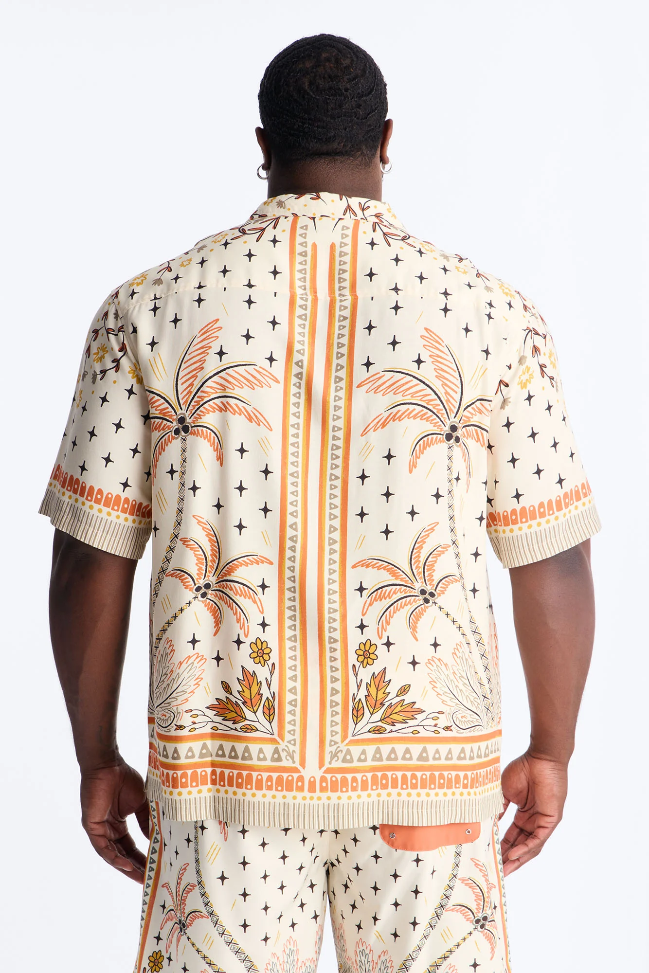 Tropical Twilight Resort Short Sleeve Cuban Collar Shirt - Off White - Image 8