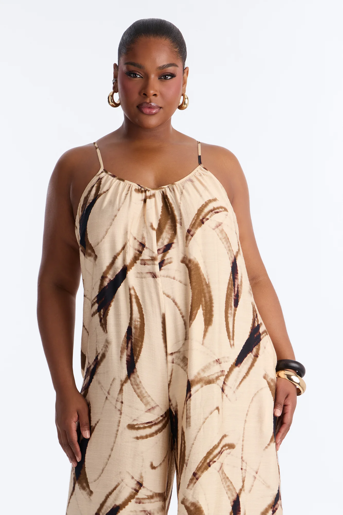 Tropics Time Linen Wide Leg Jumpsuit - Tan - Image 6