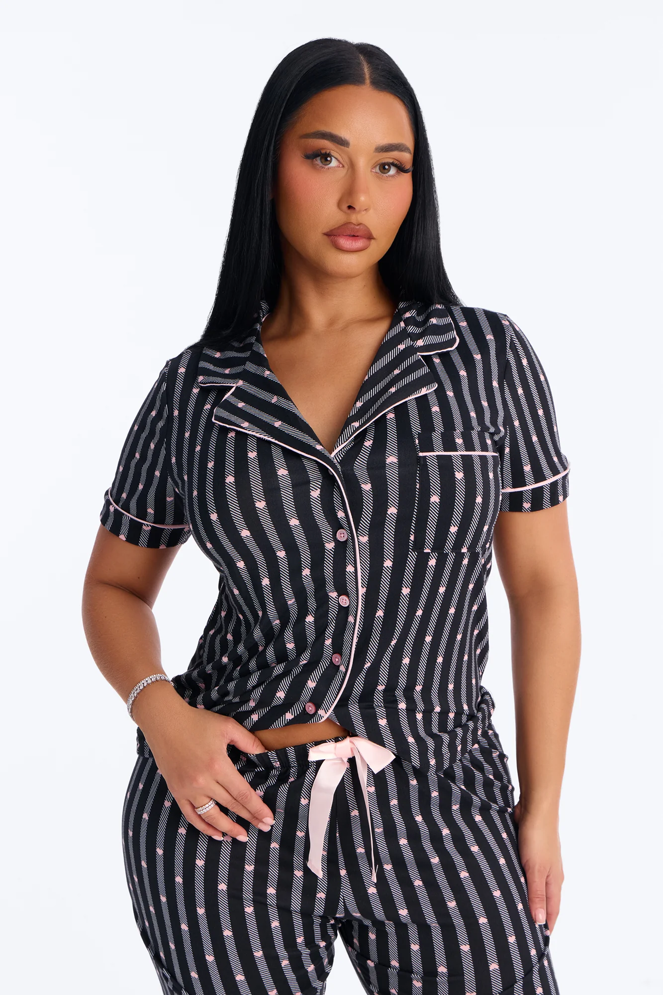 True Love Short Sleeve PJ Pant Set - Black/combo - Image 2