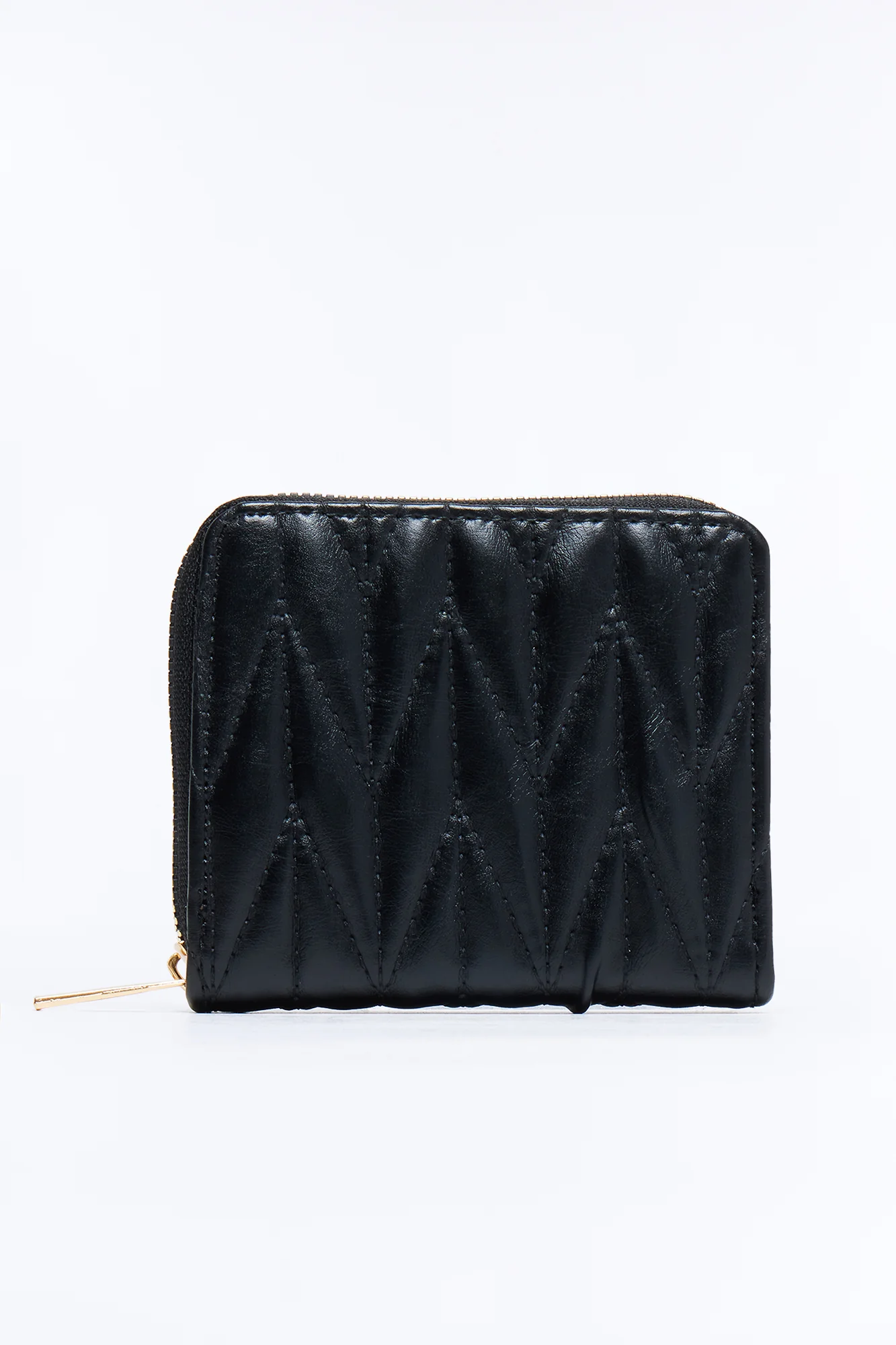 True Value Faux Leather Zip Around Wallet - Black