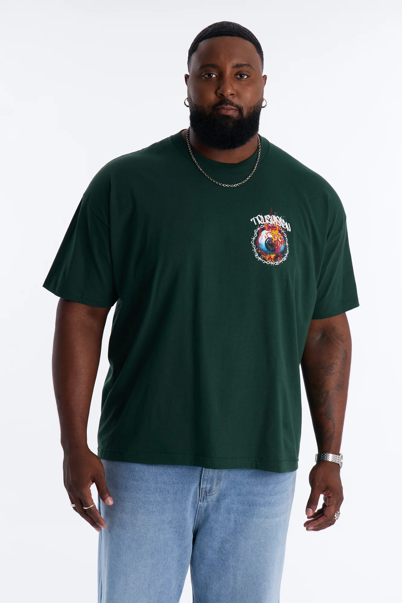 True Vision Boxy Short Sleeve Tee - Green - Image 9