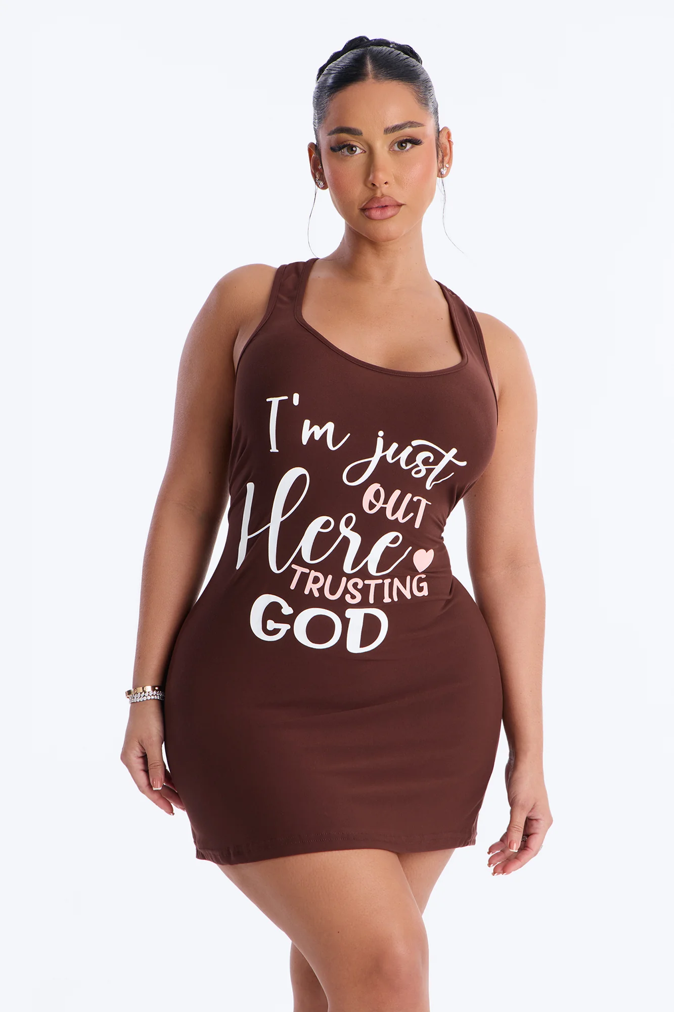 Trust God PJ Sleep Dress - Chocolate