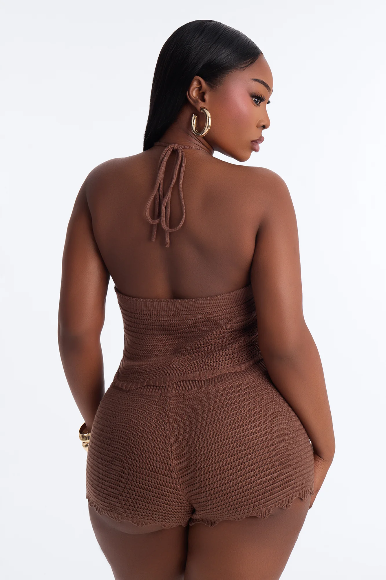 Tulum Crochet Short Set - Brown - Image 8