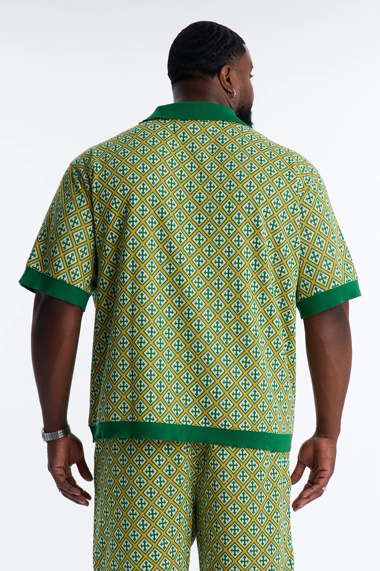 Tunis Medina Jacquard Button Up Shirt - Green - Image 4