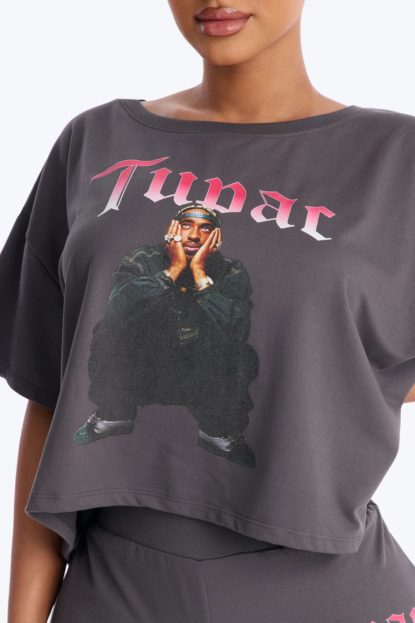 Tupac Sitting PJ Short Set - Acid Wash Grey - Image 2