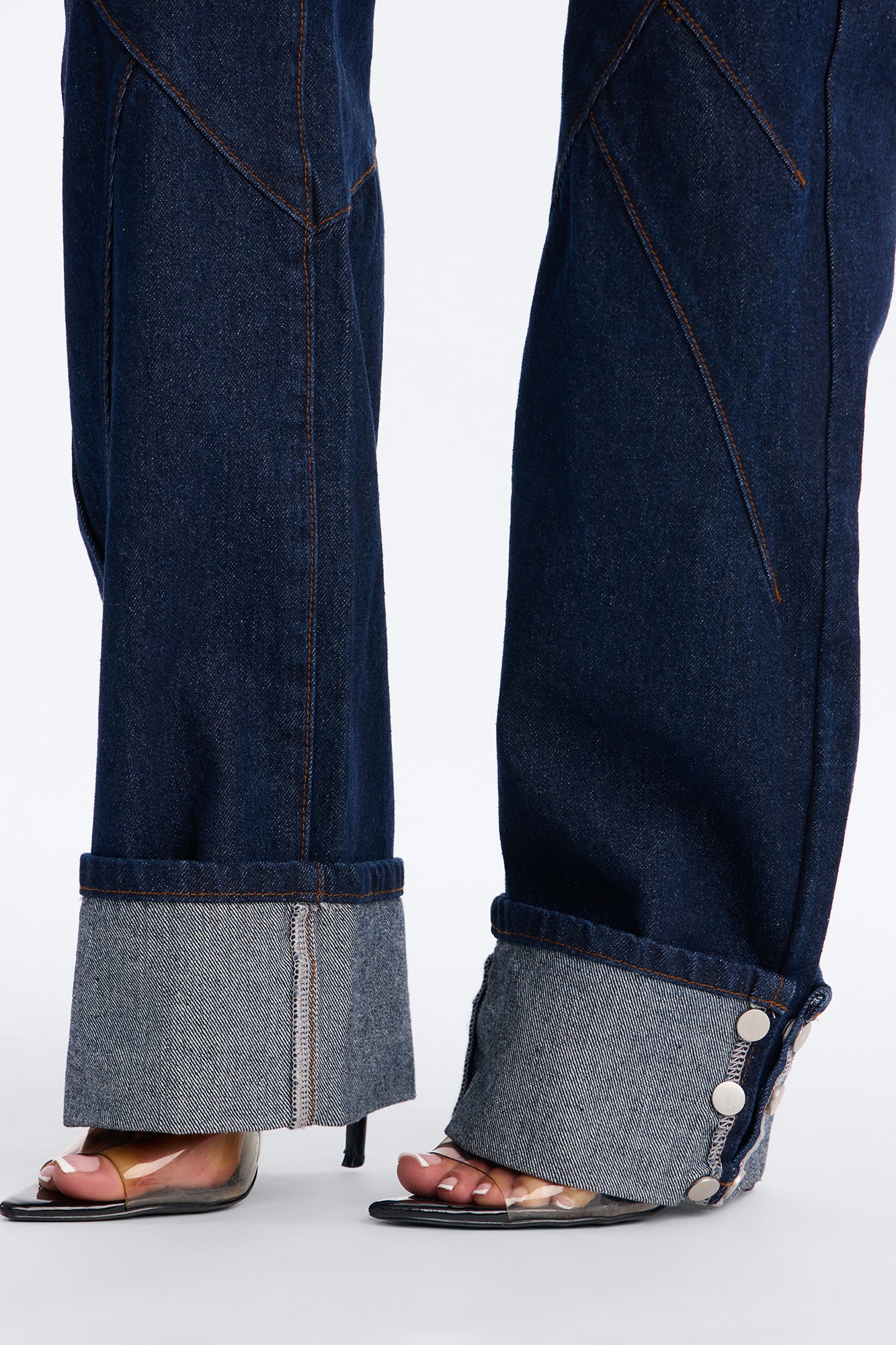 Turn It Up Cuffed Non Stretch Straight Leg Jeans - Dark Denim - Image 3