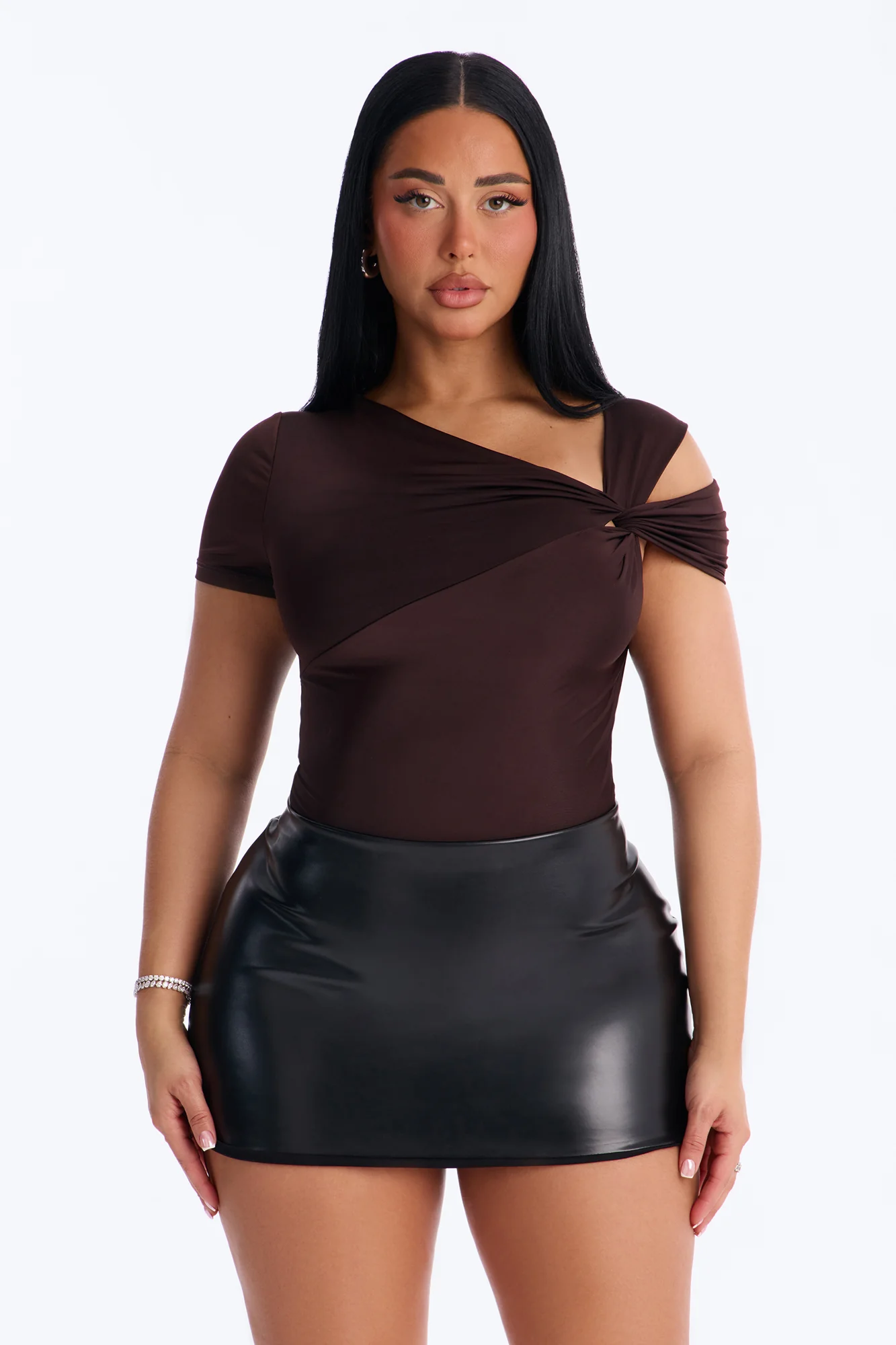 Twist It Up Cut Out Bodysuit - Chocolate - Image 3