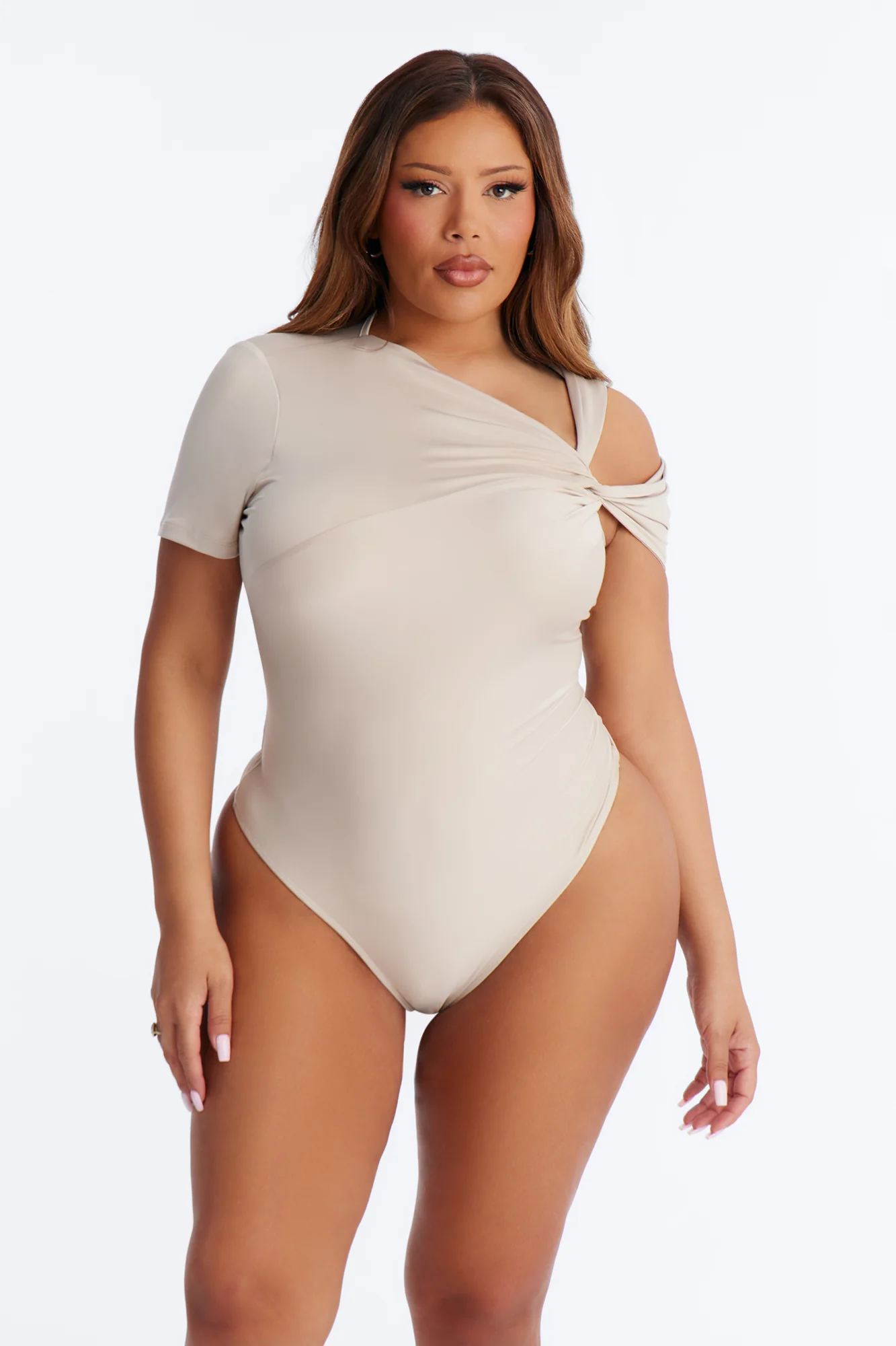 Twist It Up Cut Out Bodysuit - Stone - Image 5