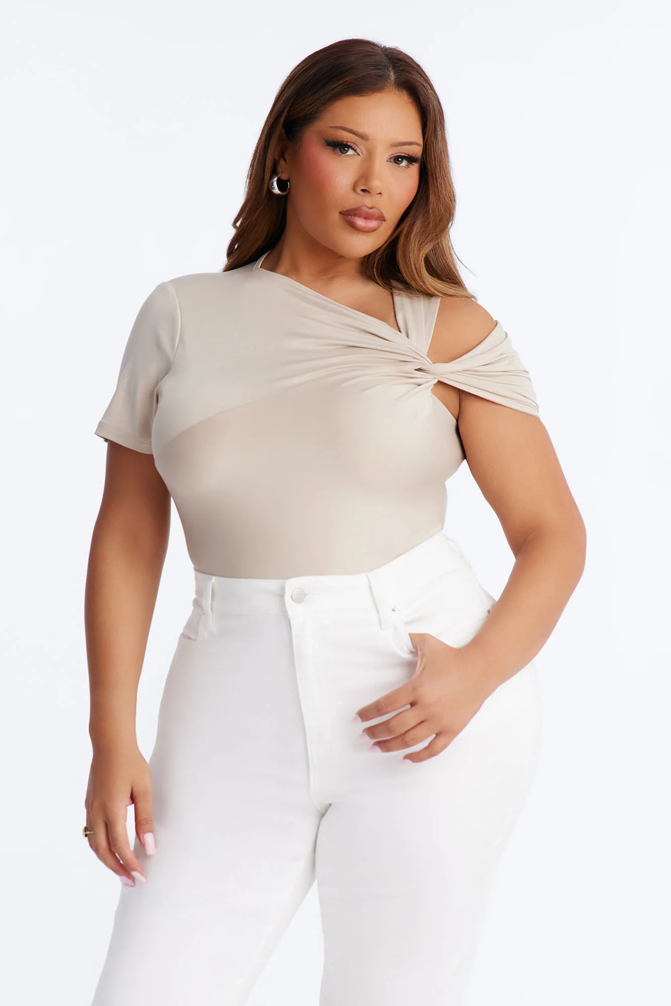 Twist It Up Cut Out Bodysuit - Stone - Image 7