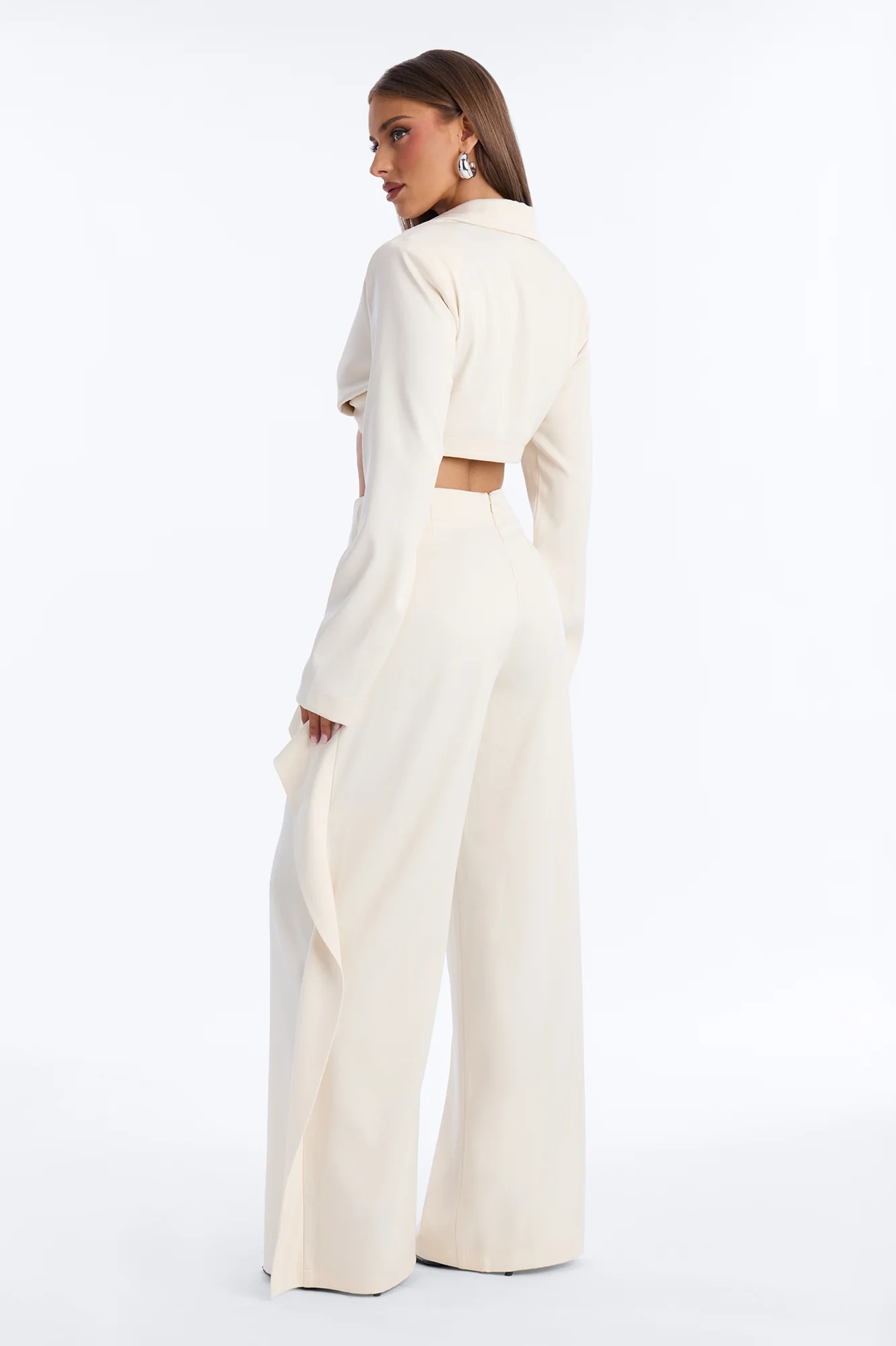 Twist My Intentions Blazer Pant Set - Cream - Image 4