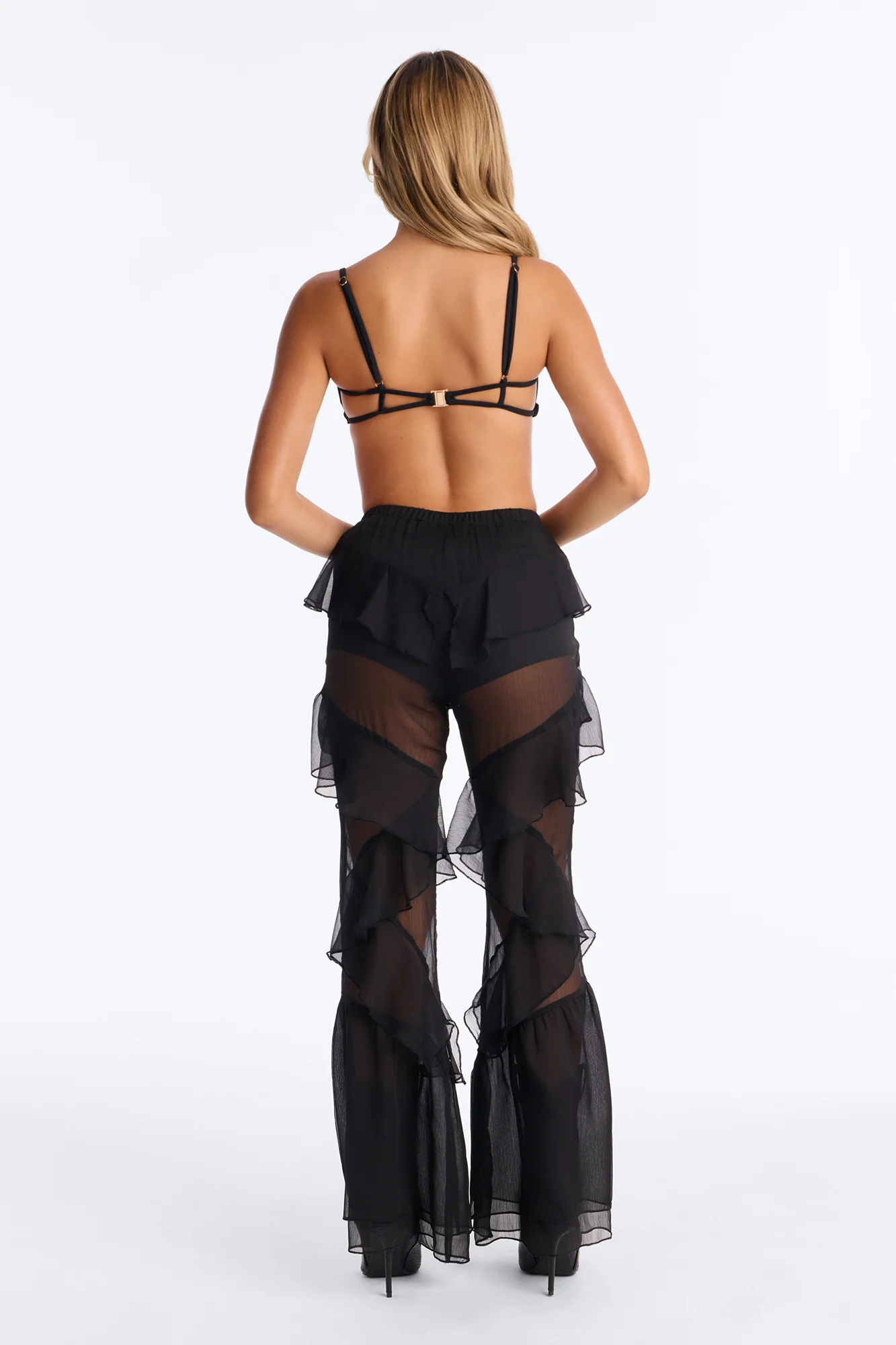Twisted Rules Ruffle Flare Pant 33″ - Black - Image 4
