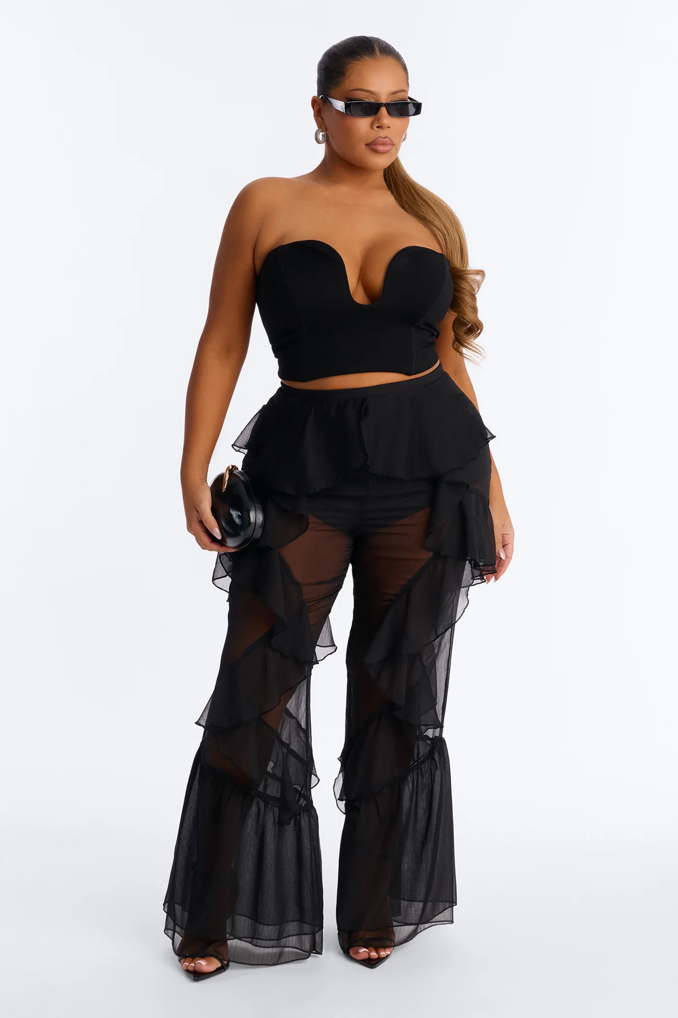 Twisted Rules Ruffle Flare Pant 33″ - Black - Image 5