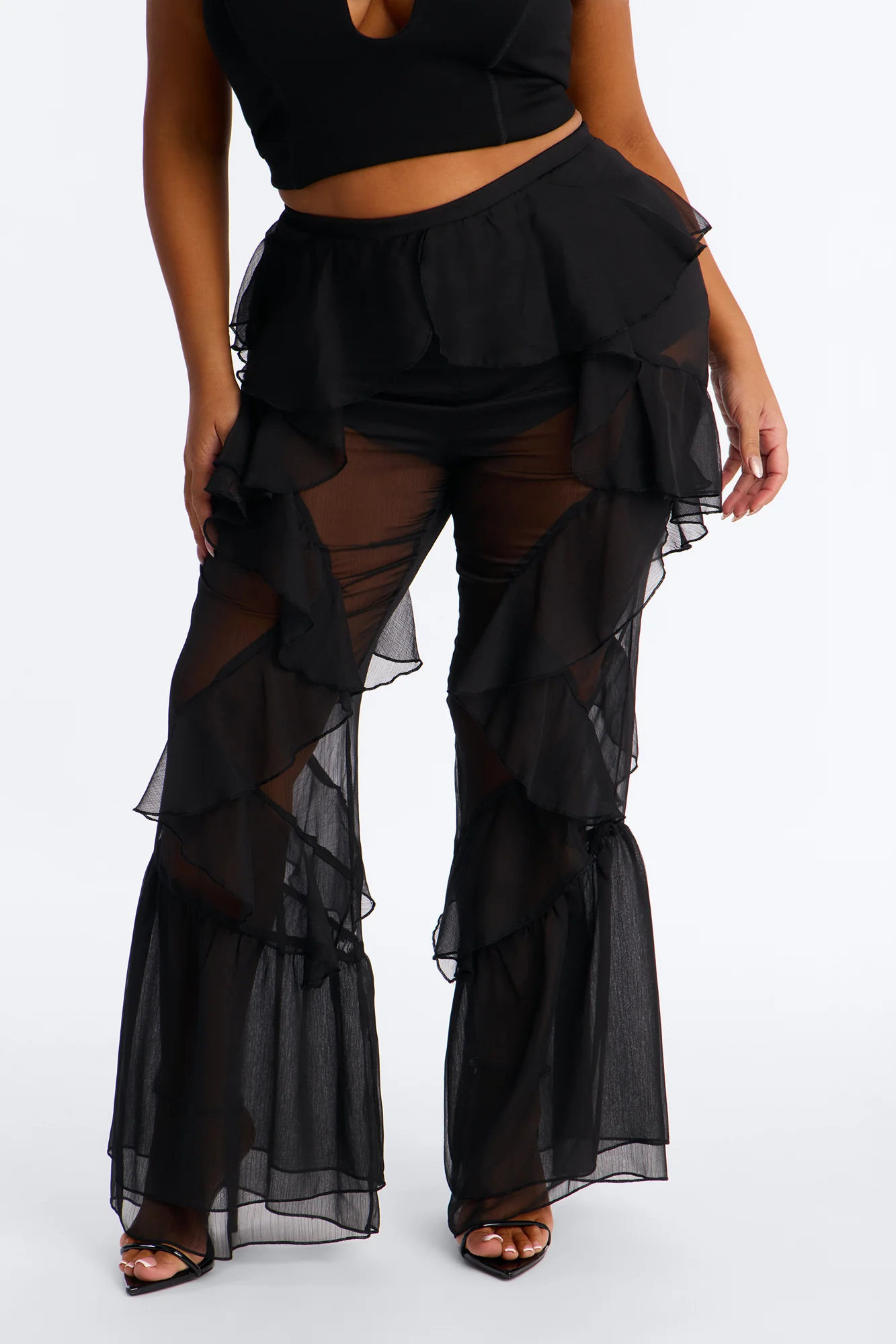 Twisted Rules Ruffle Flare Pant 33″ - Black - Image 6