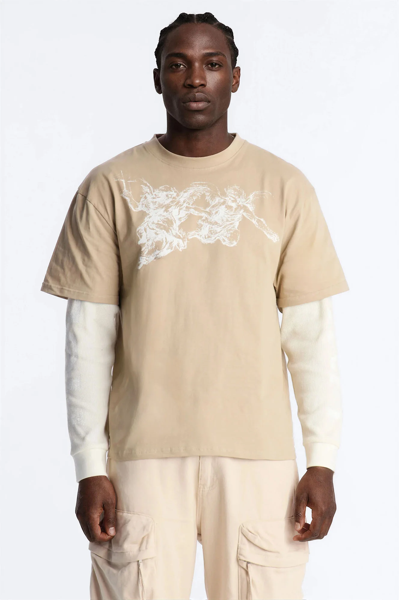 Twofer Holy Spirit Long Sleeve Tee - Tan