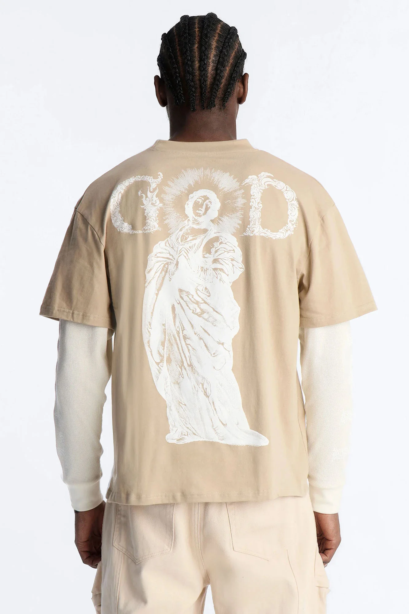 Twofer Holy Spirit Long Sleeve Tee - Tan - Image 4