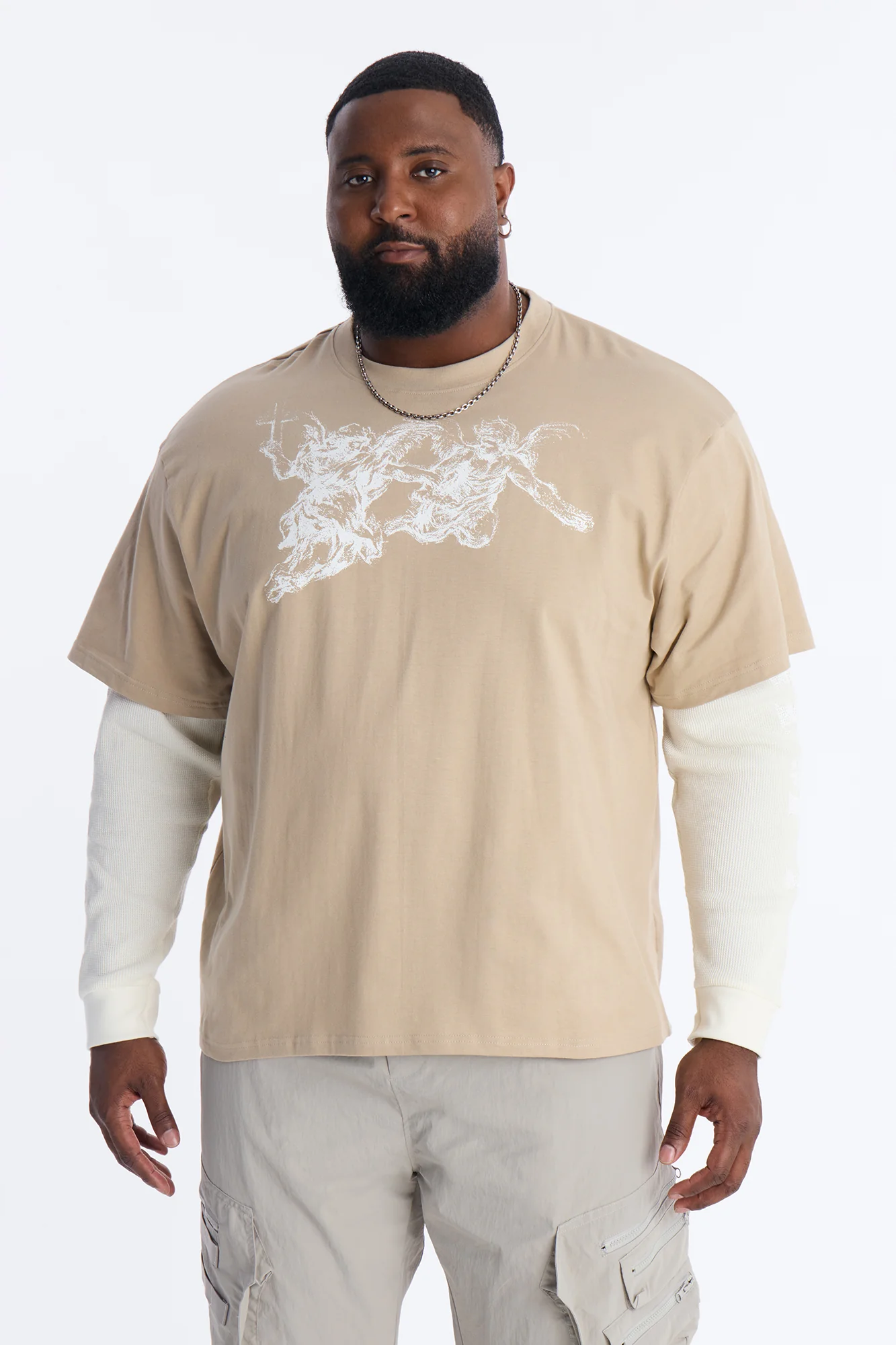 Twofer Holy Spirit Long Sleeve Tee - Tan - Image 5