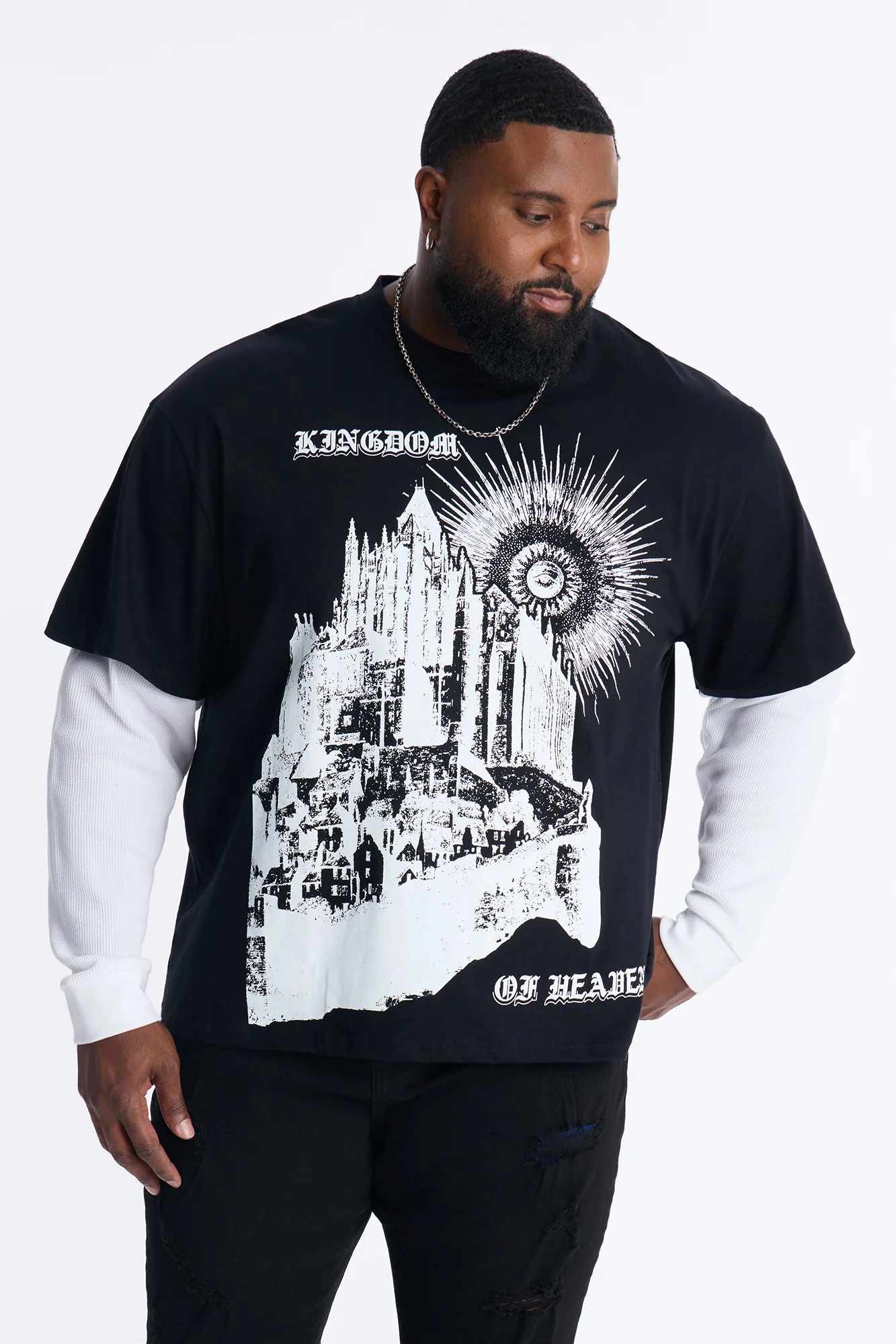 Twofer Kingdom Of Heaven Long Sleeve Tee - Black - Image 4