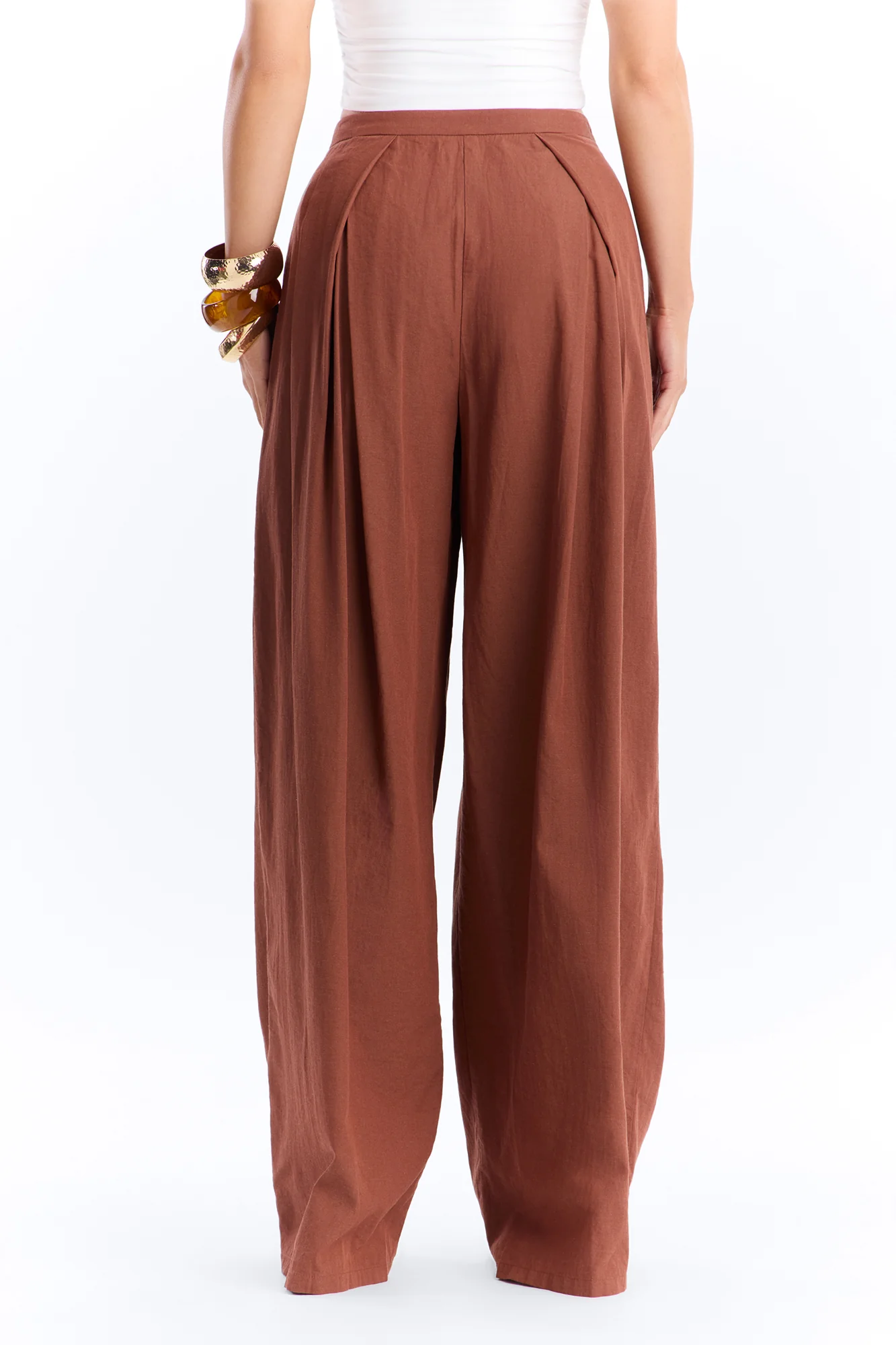 Tyra High Rise Pleated Wide Leg Pant - Spice - Image 4