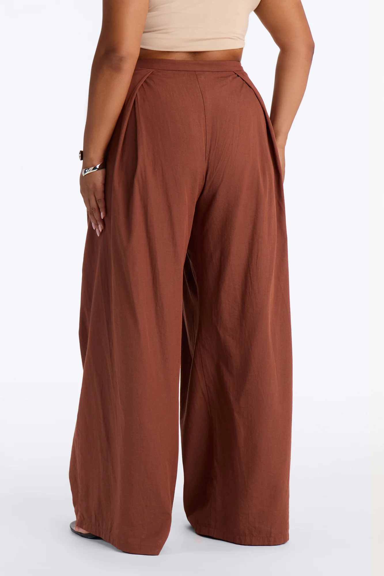 Tyra High Rise Pleated Wide Leg Pant - Spice - Image 8