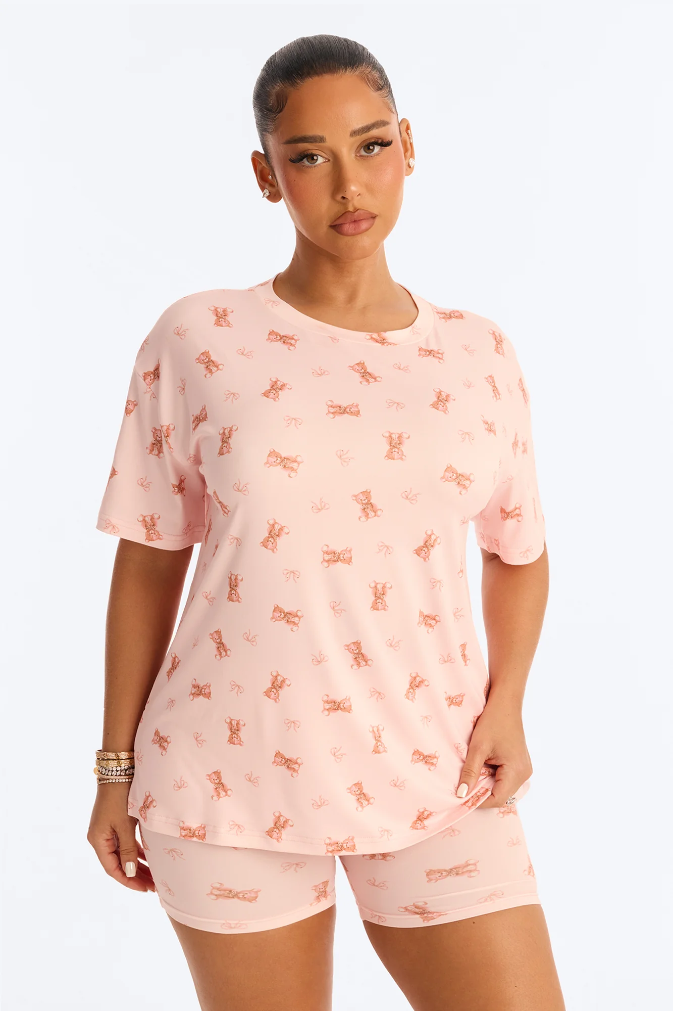 U R My Teddy Bear PJ Boxer Short Set - Pink/combo