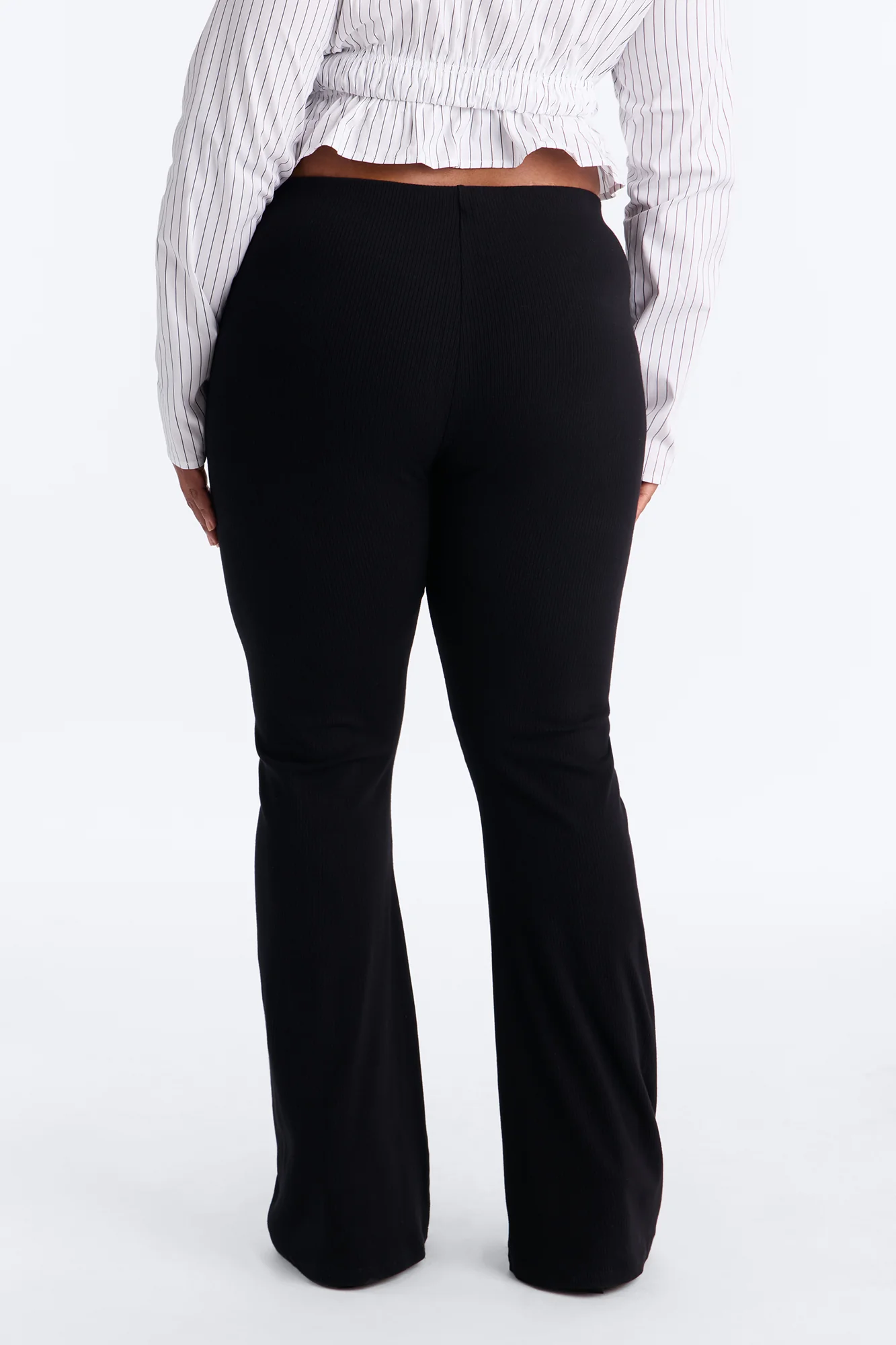 Ultra Ribbed Mid Rise Flare Pant - Black - Image 6