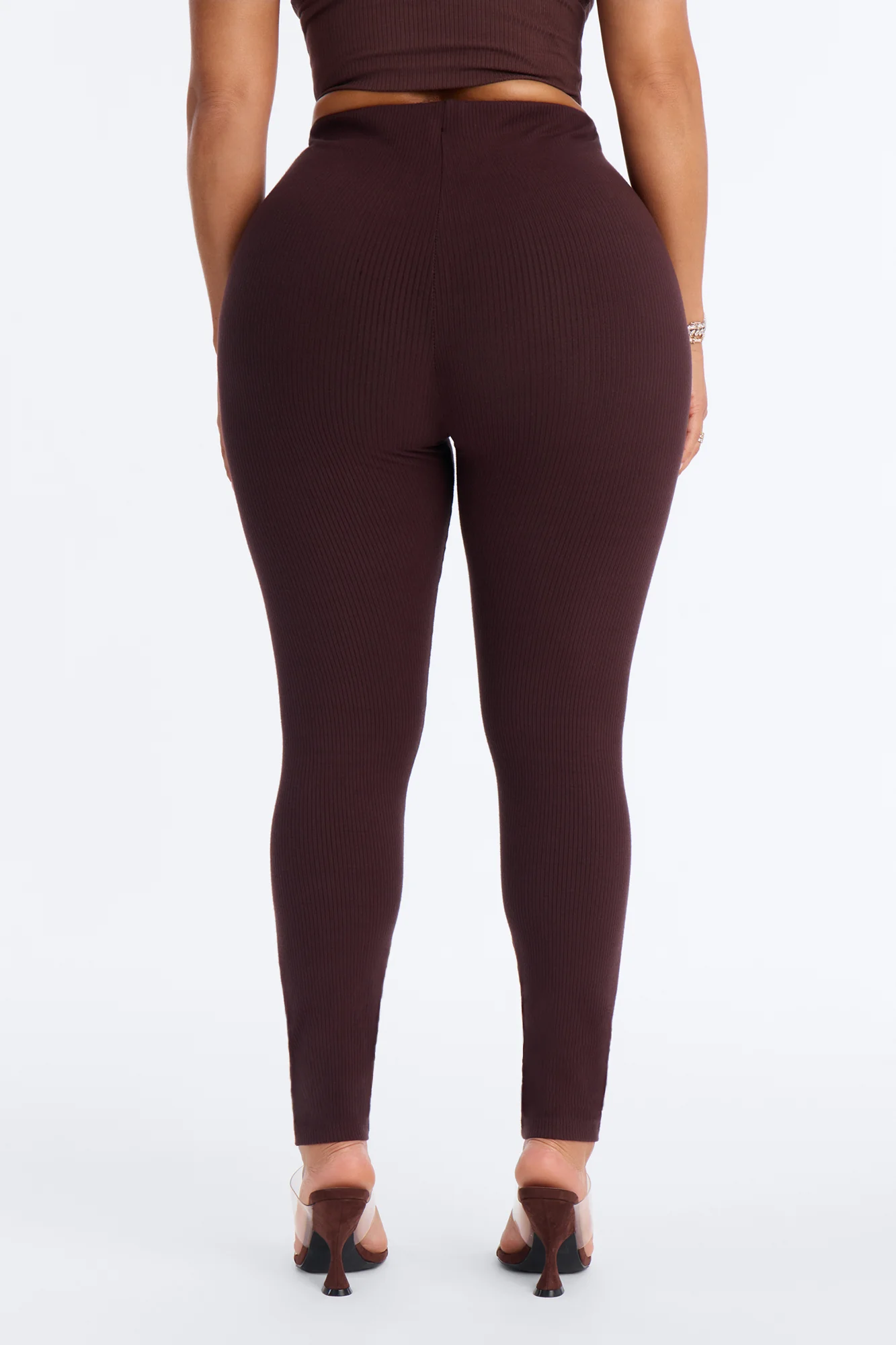 Ultra Ribbed Mid Rise Legging - Chocolate - Image 3