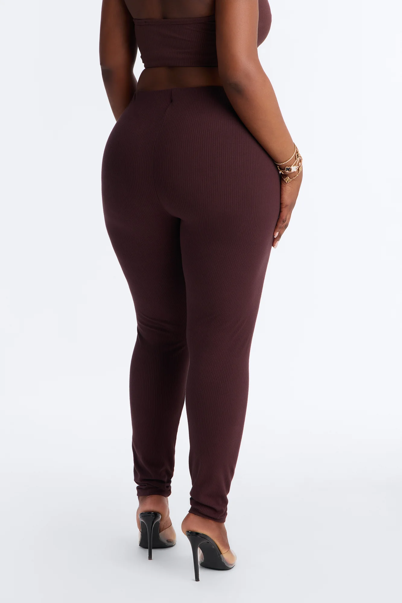 Ultra Ribbed Mid Rise Legging - Chocolate - Image 6