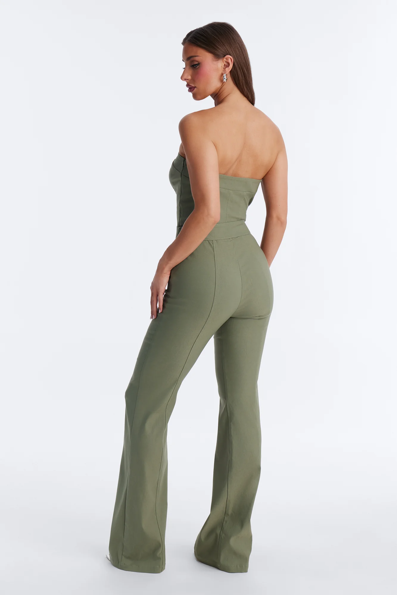 Uma Belted Flare Leg Jumpsuit - Green - Image 3