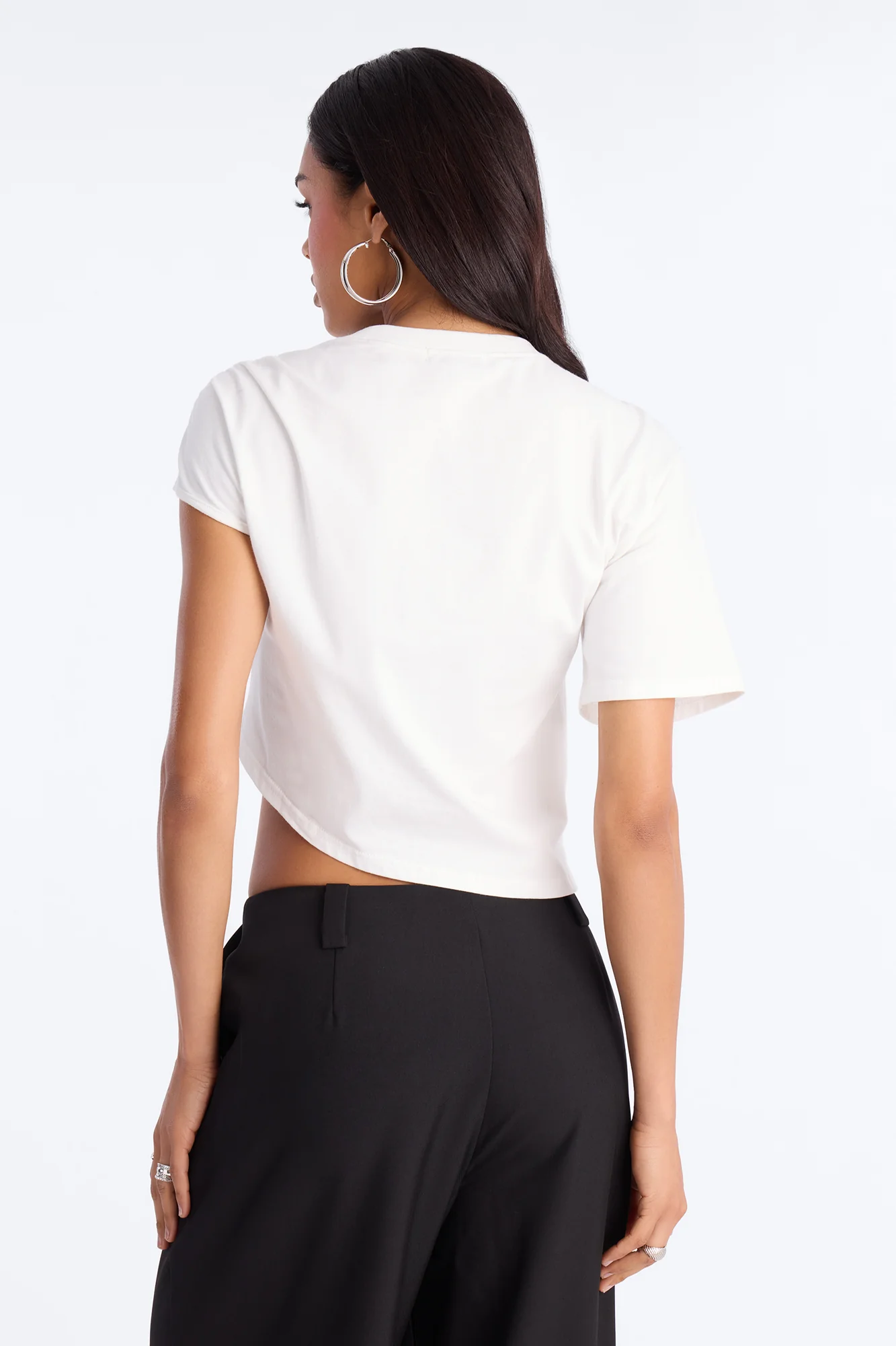 Unbothered Asymmetrical Short Sleeve T-Shirt - White - Image 4