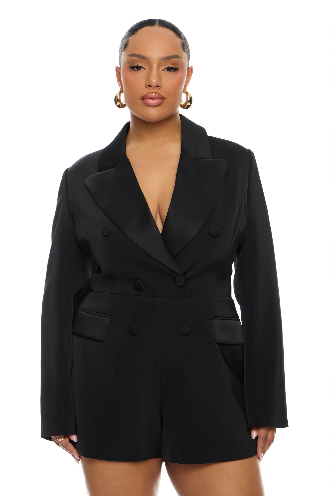 Unbothered Blazer Romper - Black - Image 6