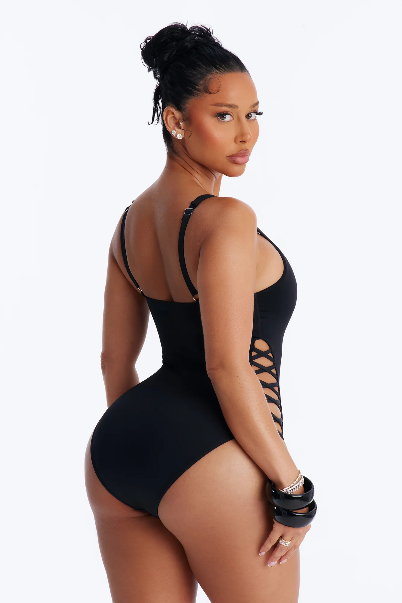 Under The Shade Tie Detail 1 Piece Swimsuit - Black - Image 3