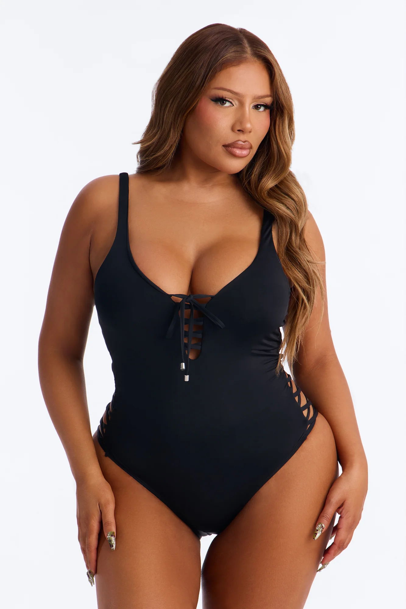 Under The Shade Tie Detail 1 Piece Swimsuit - Black - Image 4