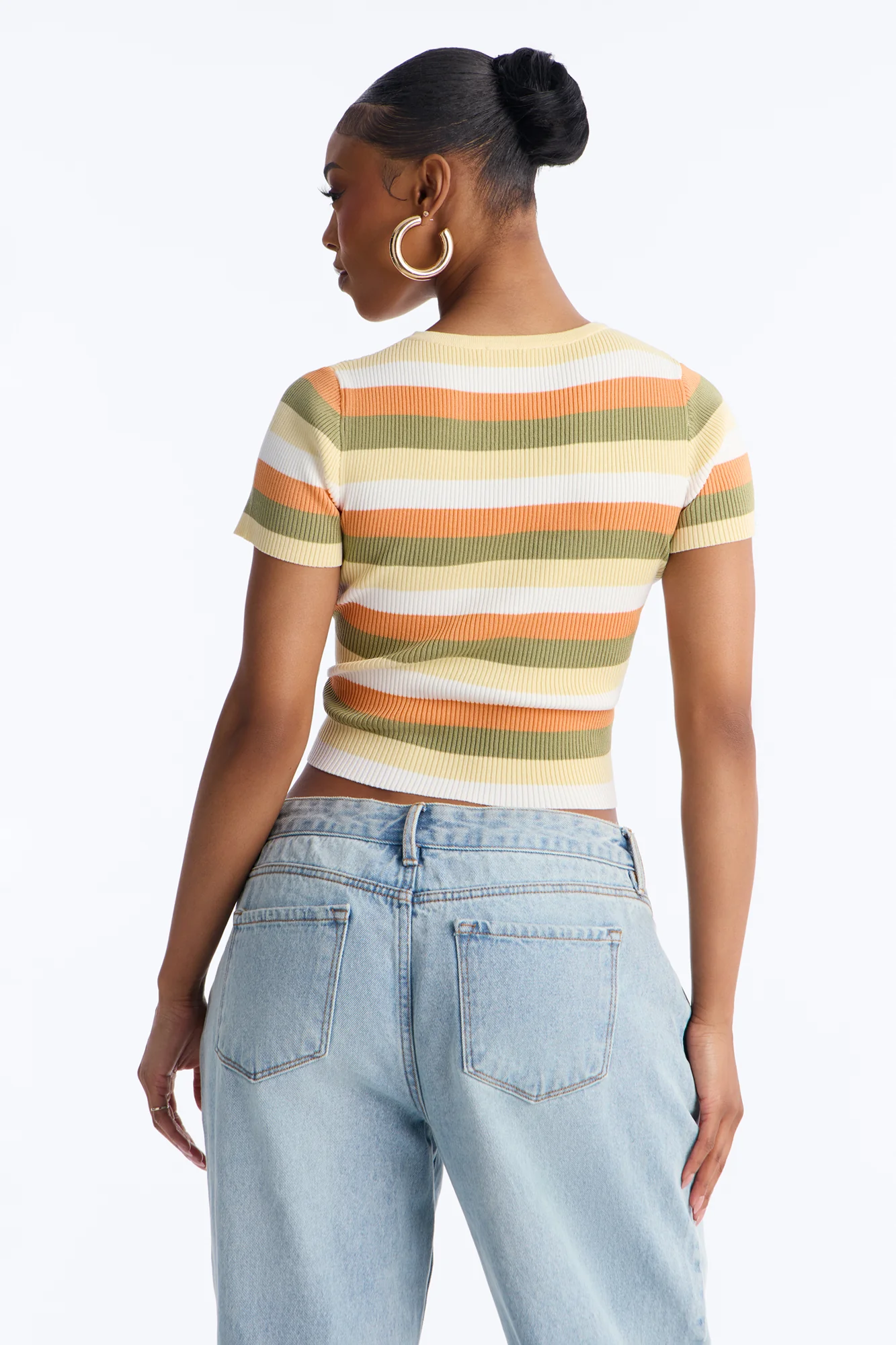 Under The Sun Striped Sweater Top - Multi Color - Image 4