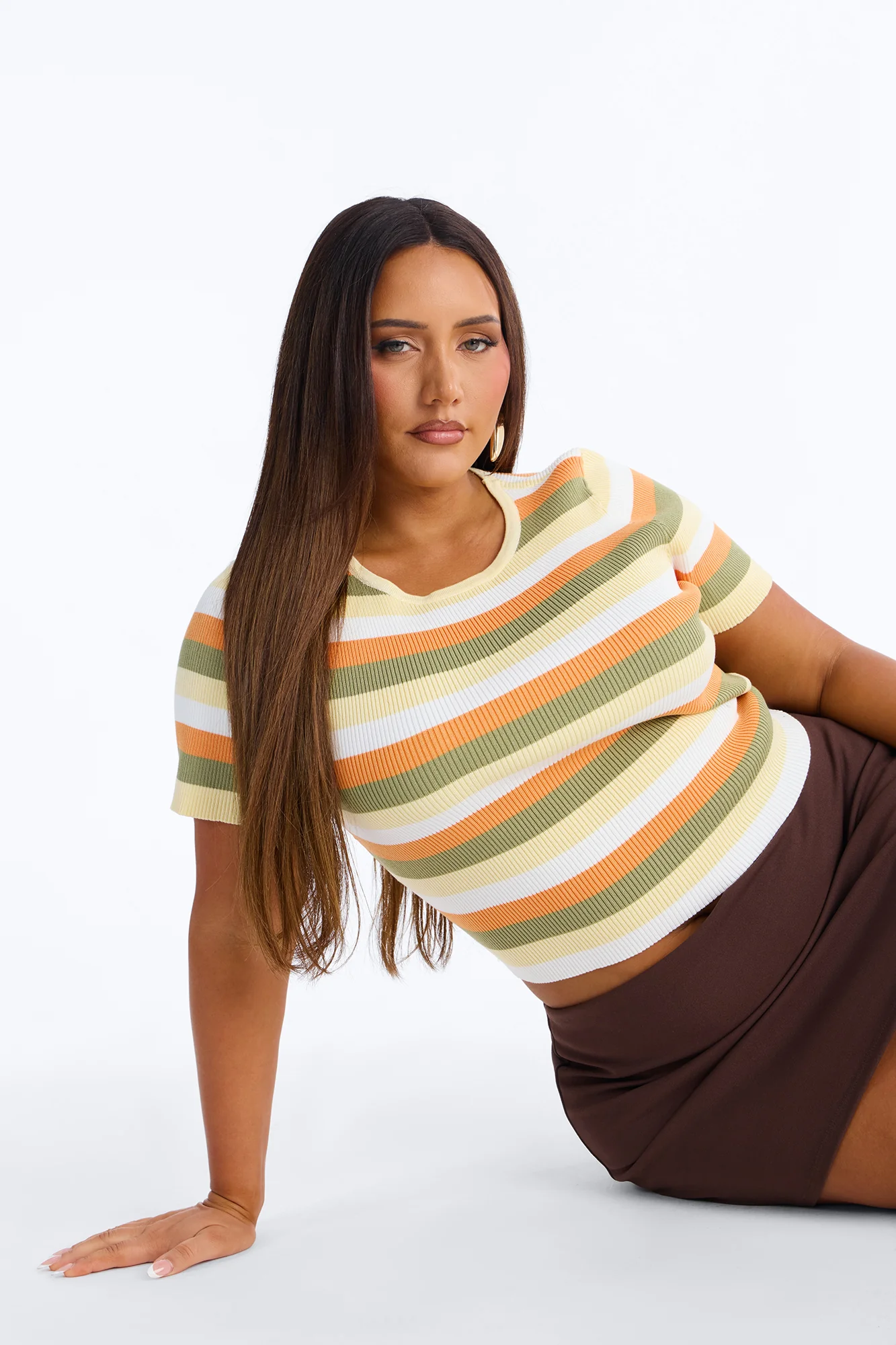 Under The Sun Striped Sweater Top - Multi Color - Image 7