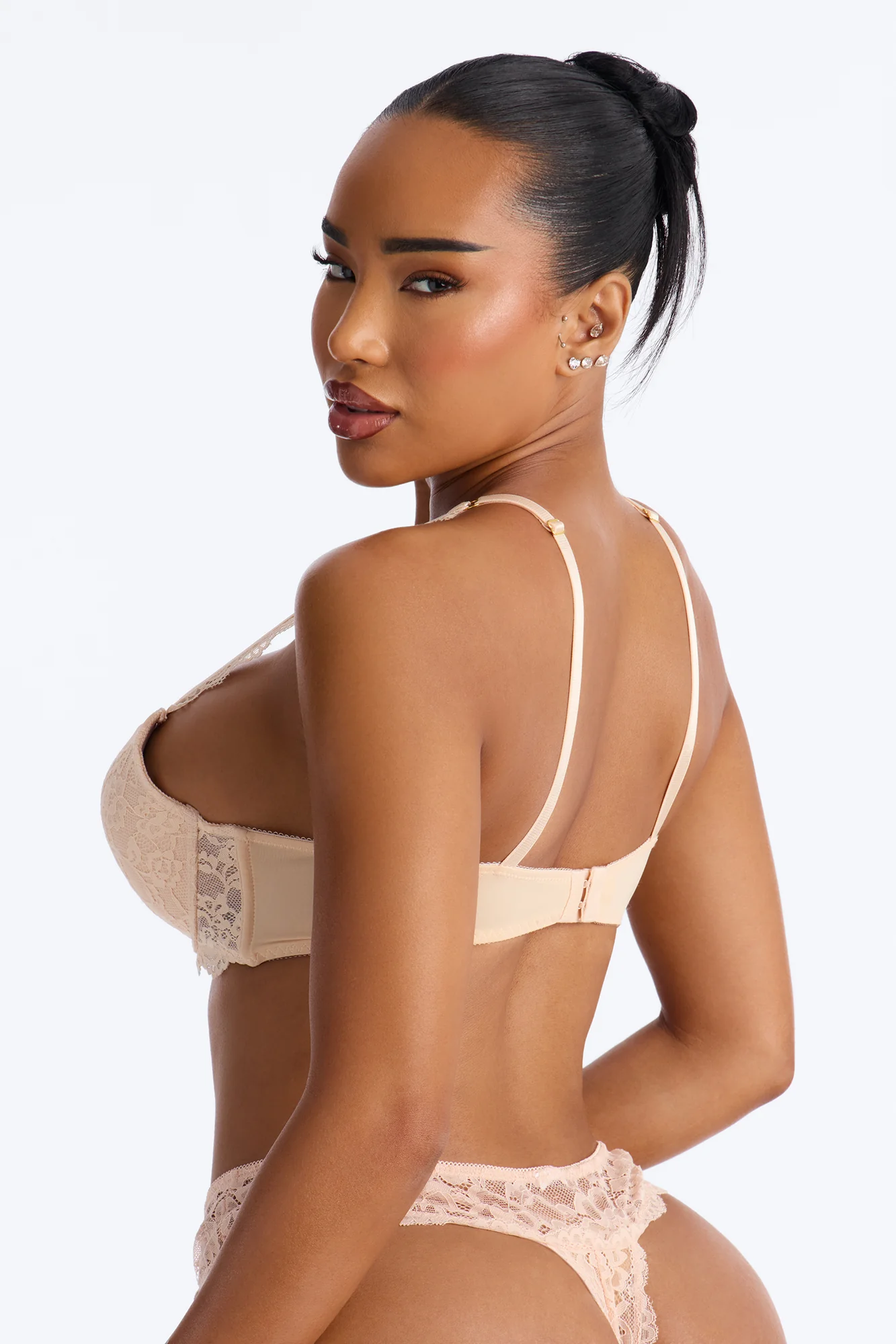 Underneath It All Microfiber Lace Push Up Molded Cup Bra - Ivory - Image 4