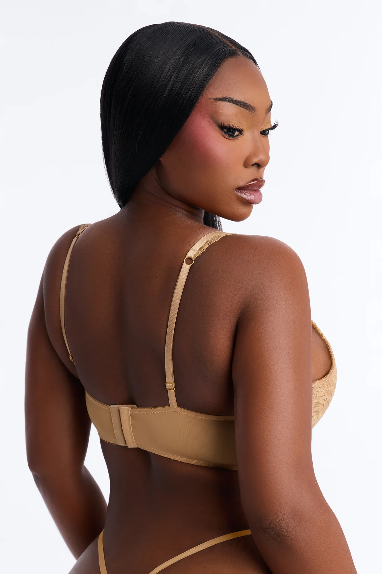 Underneath It All Microfiber Lace Push Up Molded Cup Bra - Tan - Image 6
