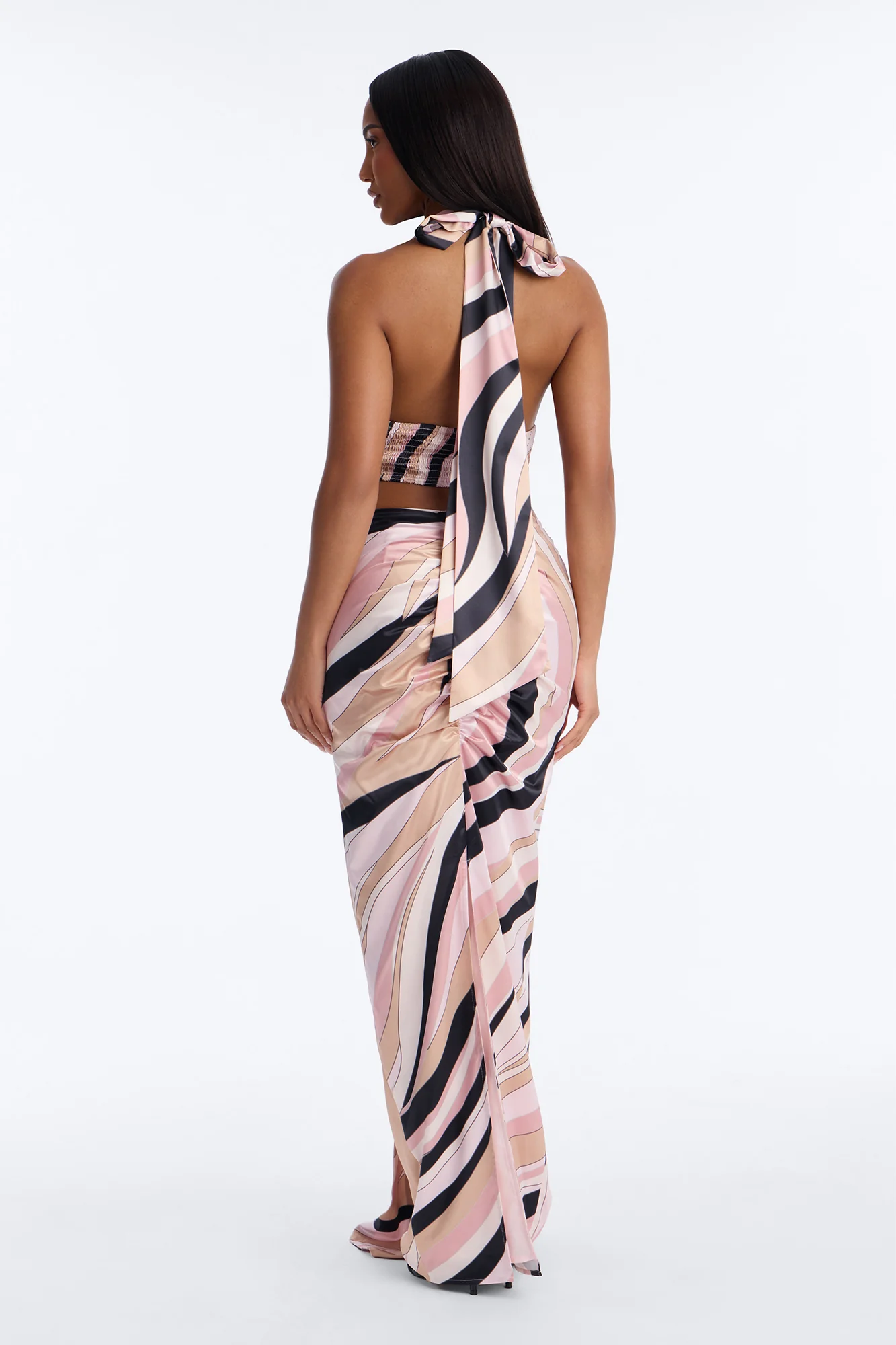 Untamed Abstract Satin Maxi Dress - Pink/combo - Image 4