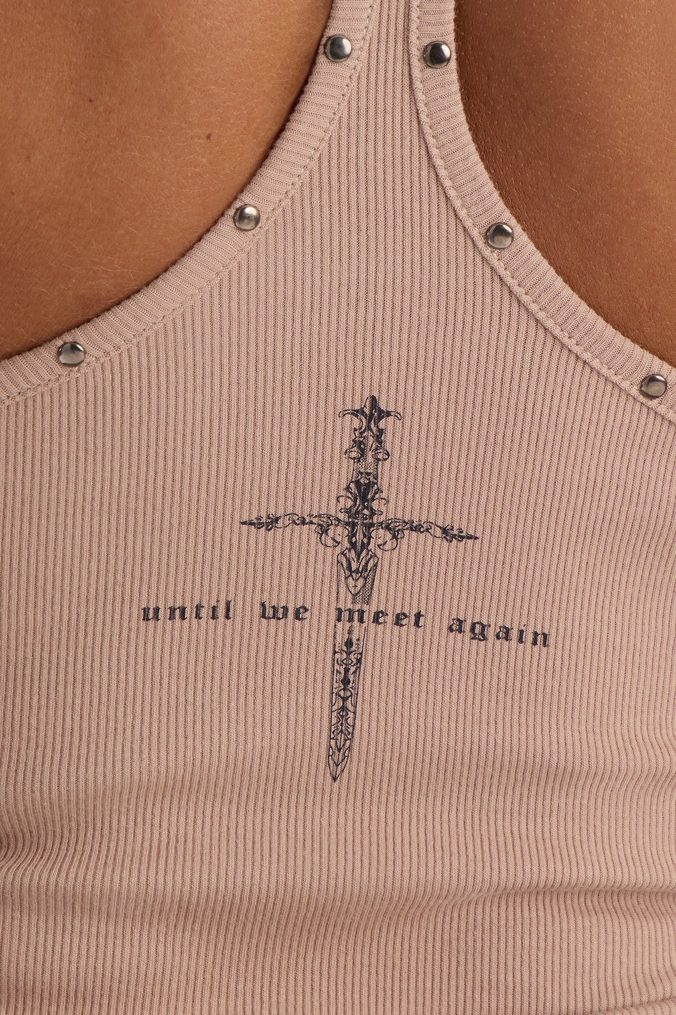Until We Meet Again Ribbed Tank Top - Sand - Image 5