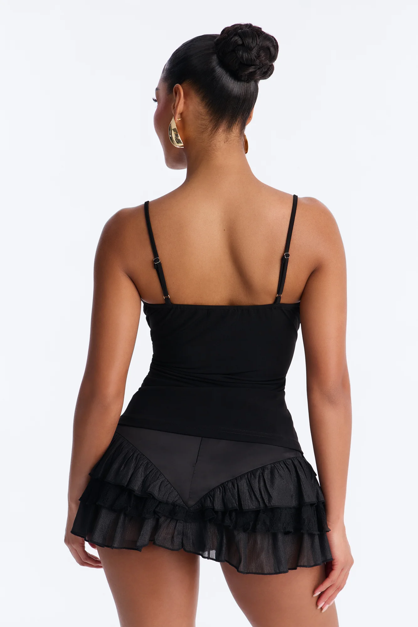 Up All Night Square Neck Lace Cami - Black - Image 4