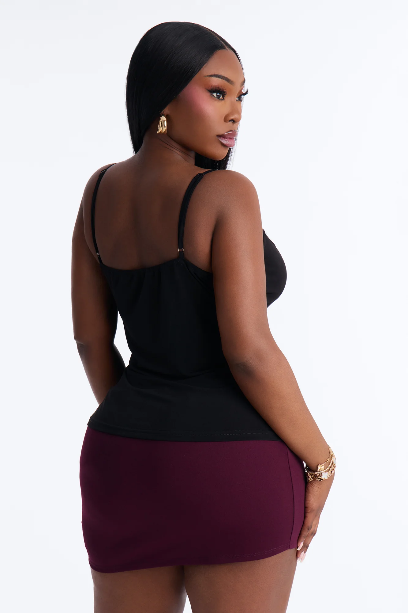 Up All Night Square Neck Lace Cami - Black - Image 8