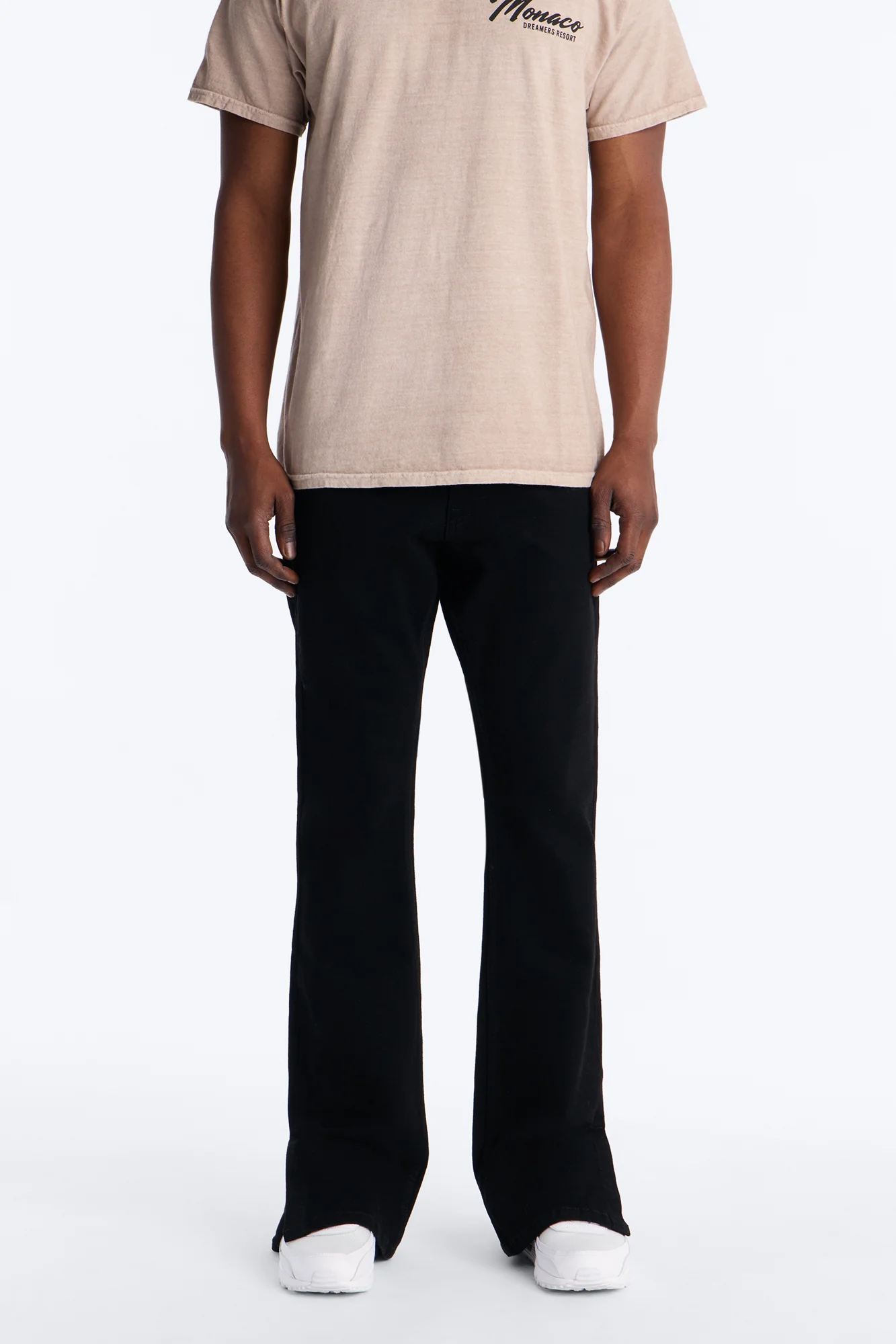Upstanding Slit Stacked Slim Flare Jeans - Black